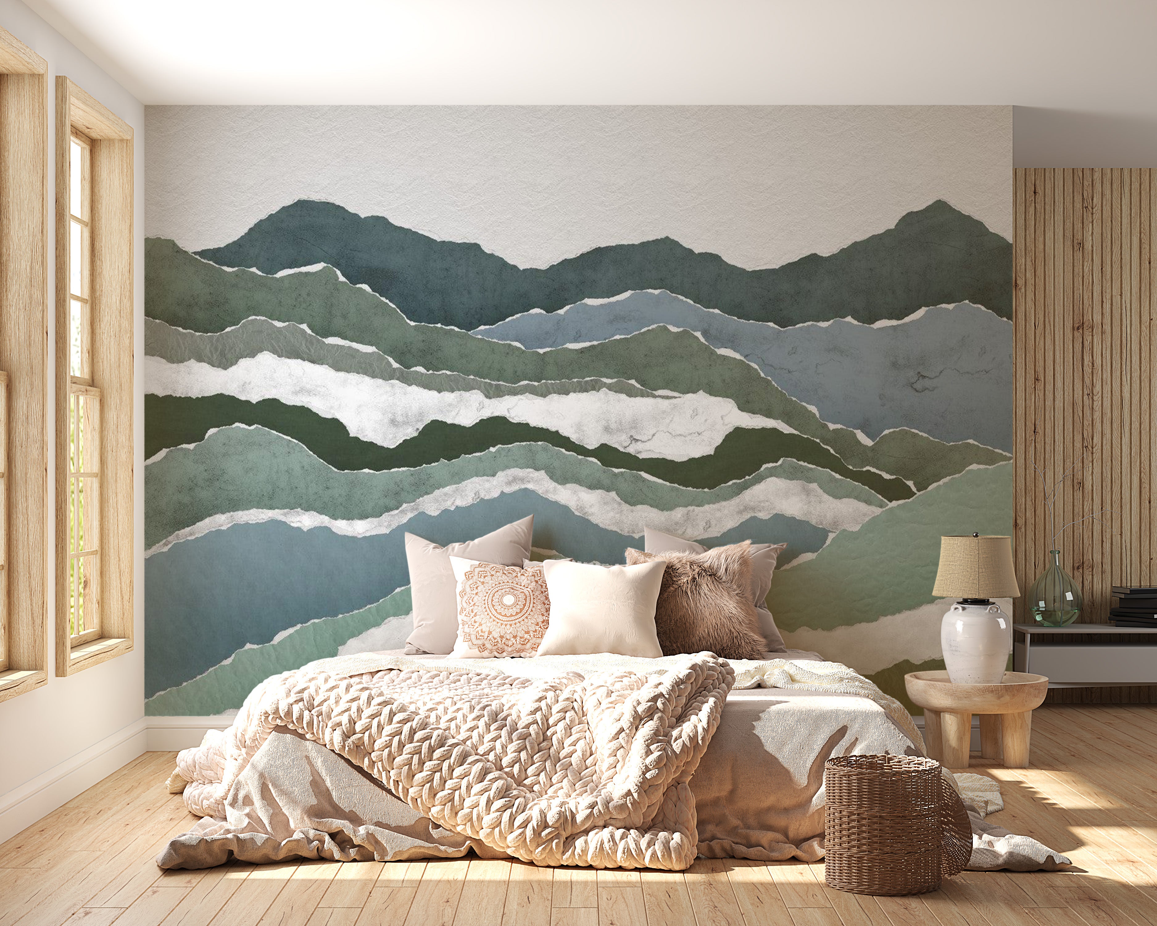 Scenic watercolor royal peaks wallpaper for tranquil rooms