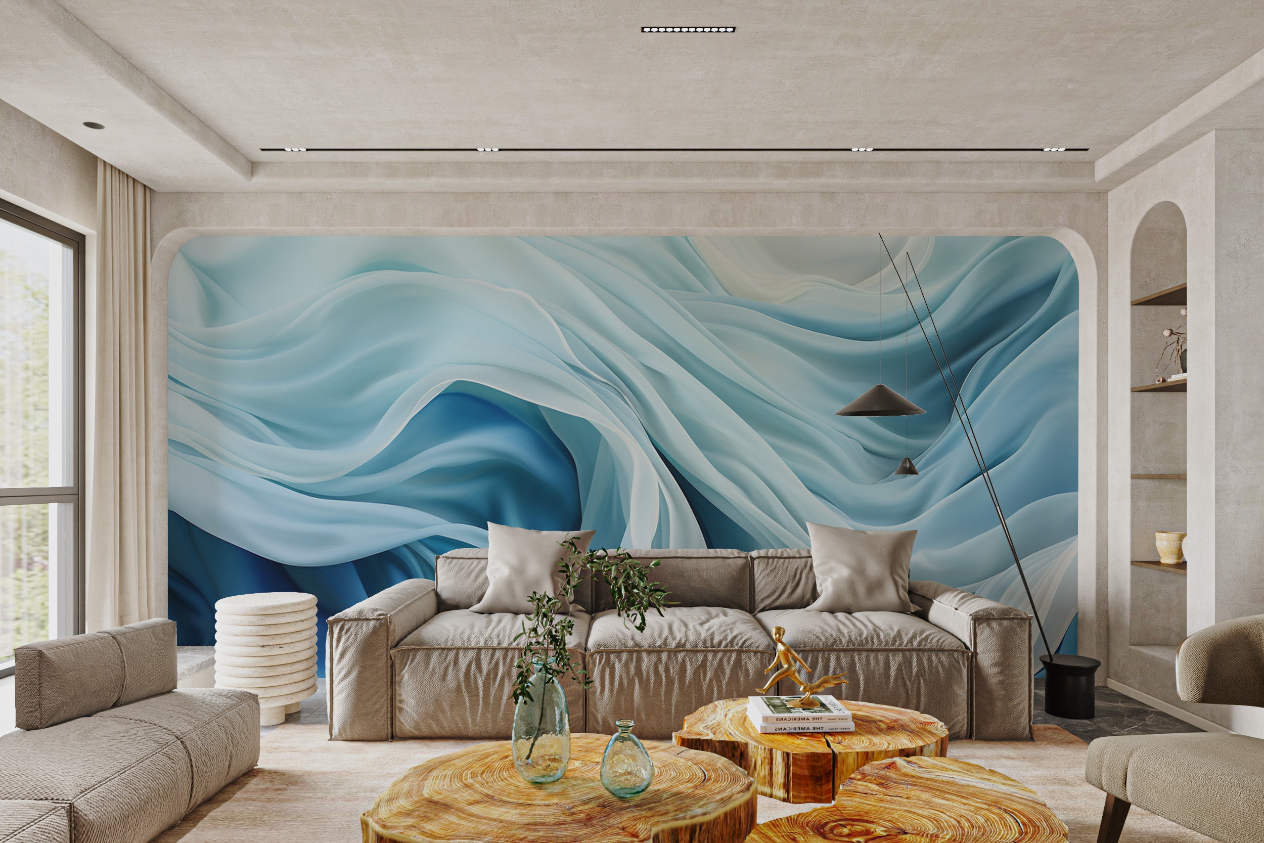 Luxury modern wall mural with smooth fabric design
