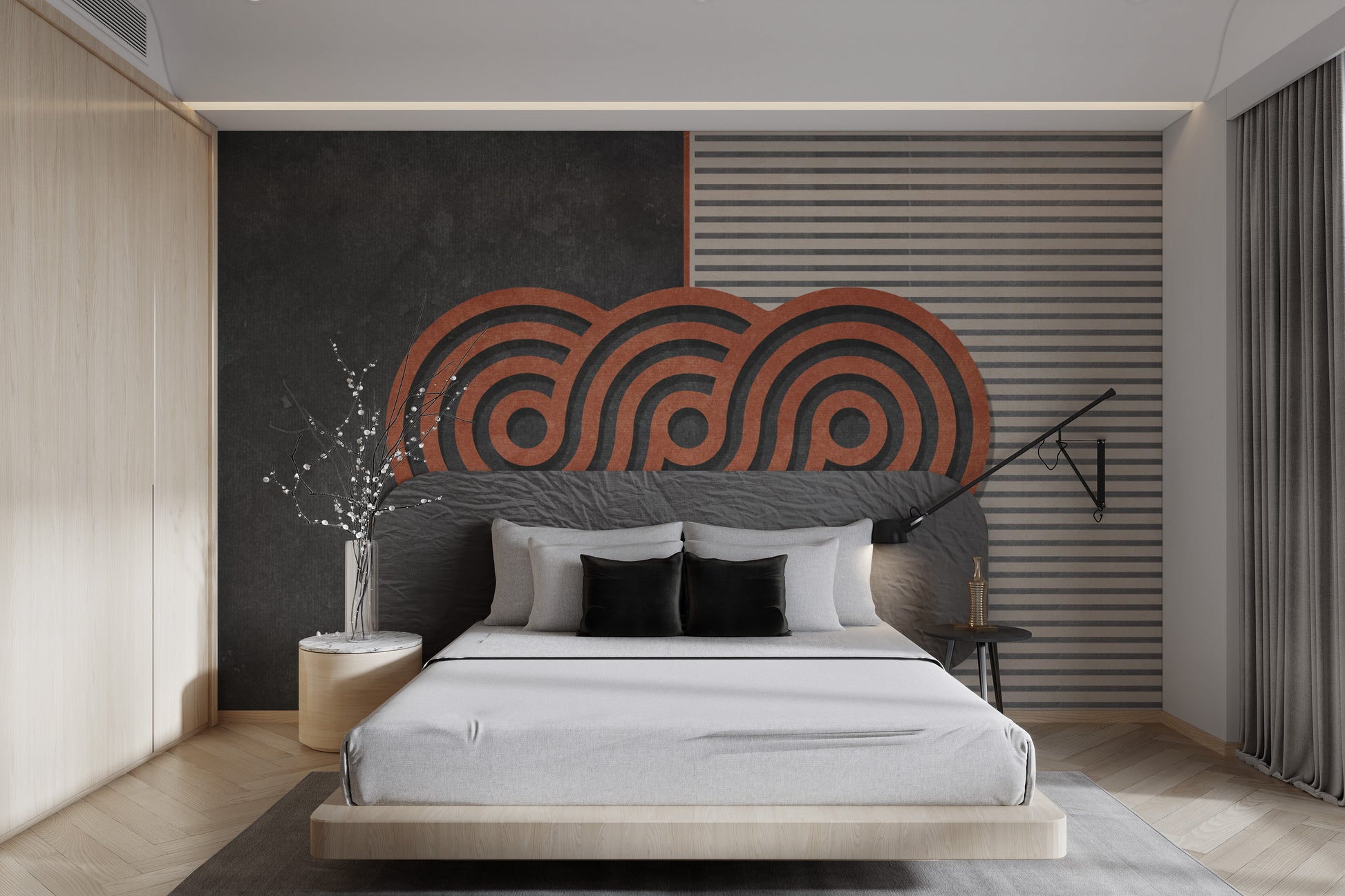 Modern pattern mural with elegant circular shapes