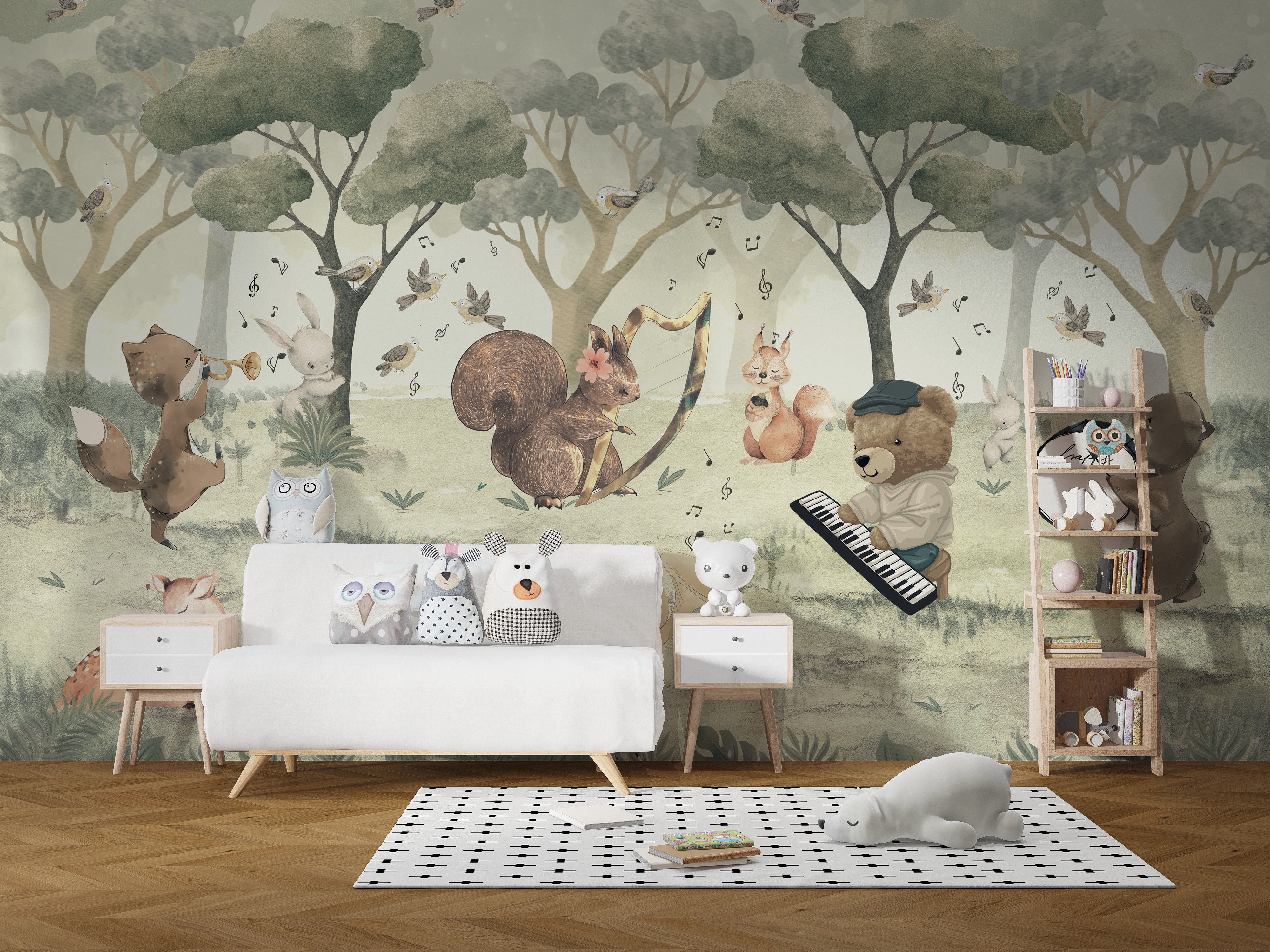 Animal Orchestra Nursery Wall Mural for a fun vibe
