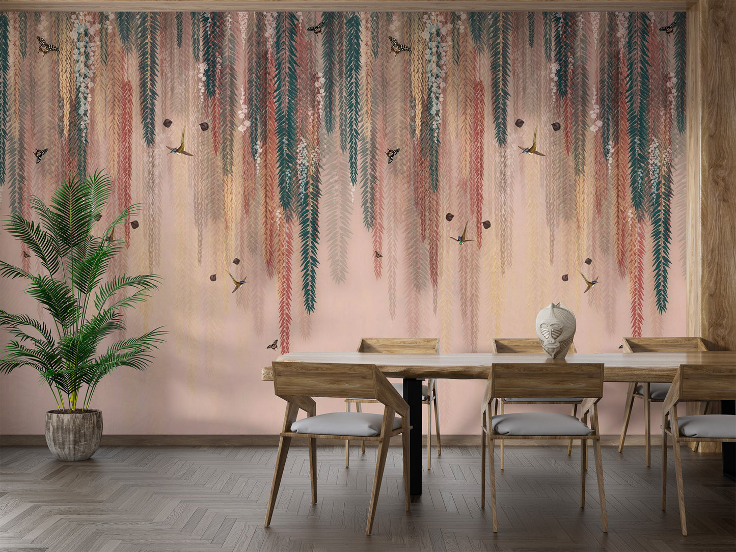 Colorful Leaves Hanging Wallpaper Mural