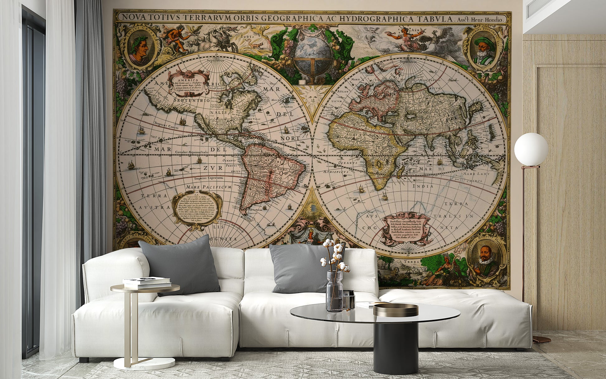 Old world map mural for timeless wall decor
