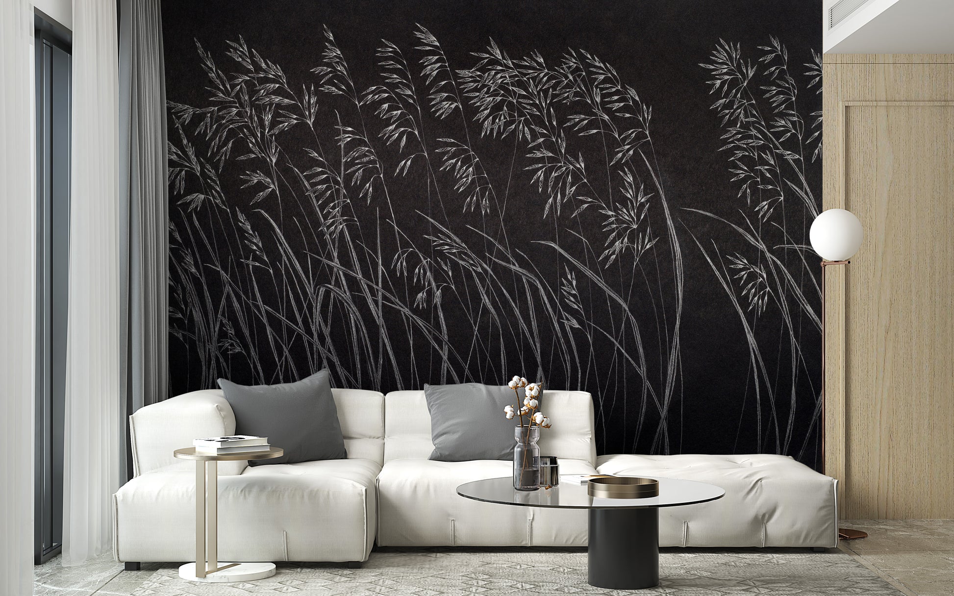 Nature-inspired dark leaves wallpaper mural
