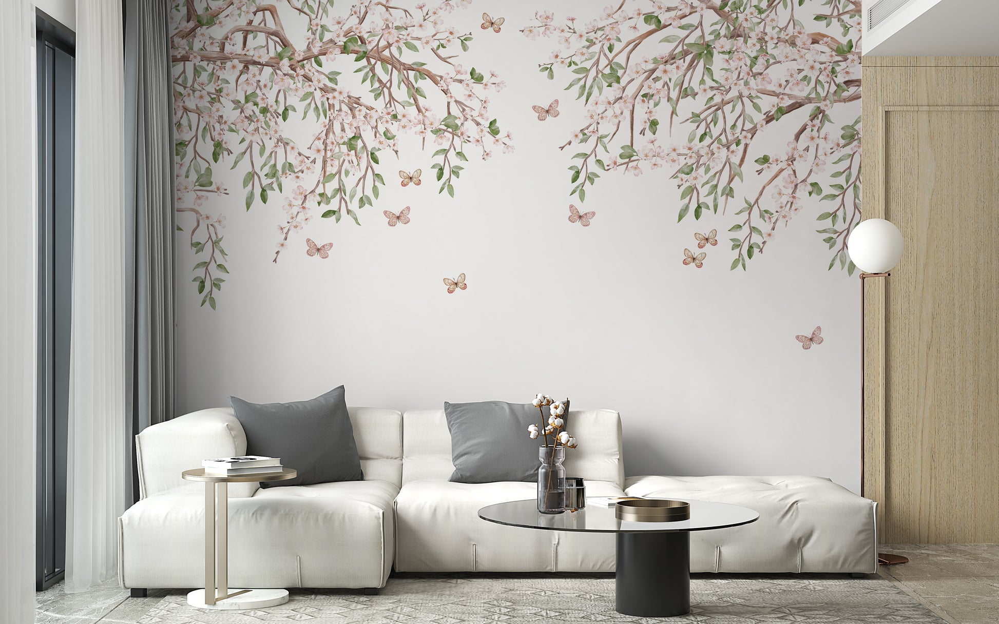 Sophisticated mural showcasing petals in motion for walls
