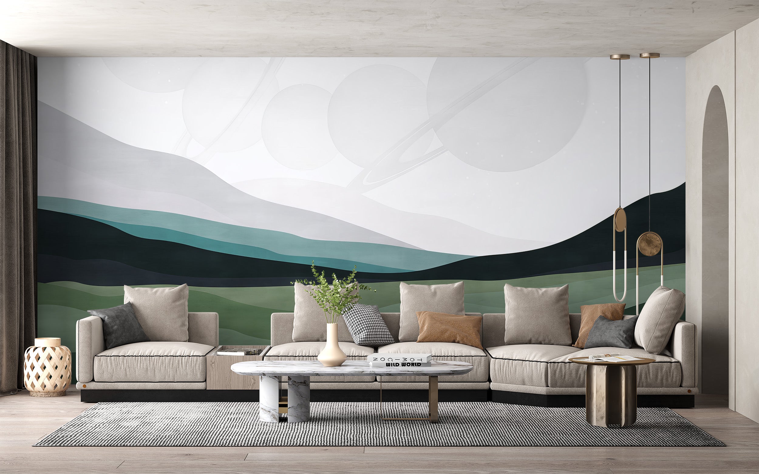 Saturn Mountain Landscape Wall Mural