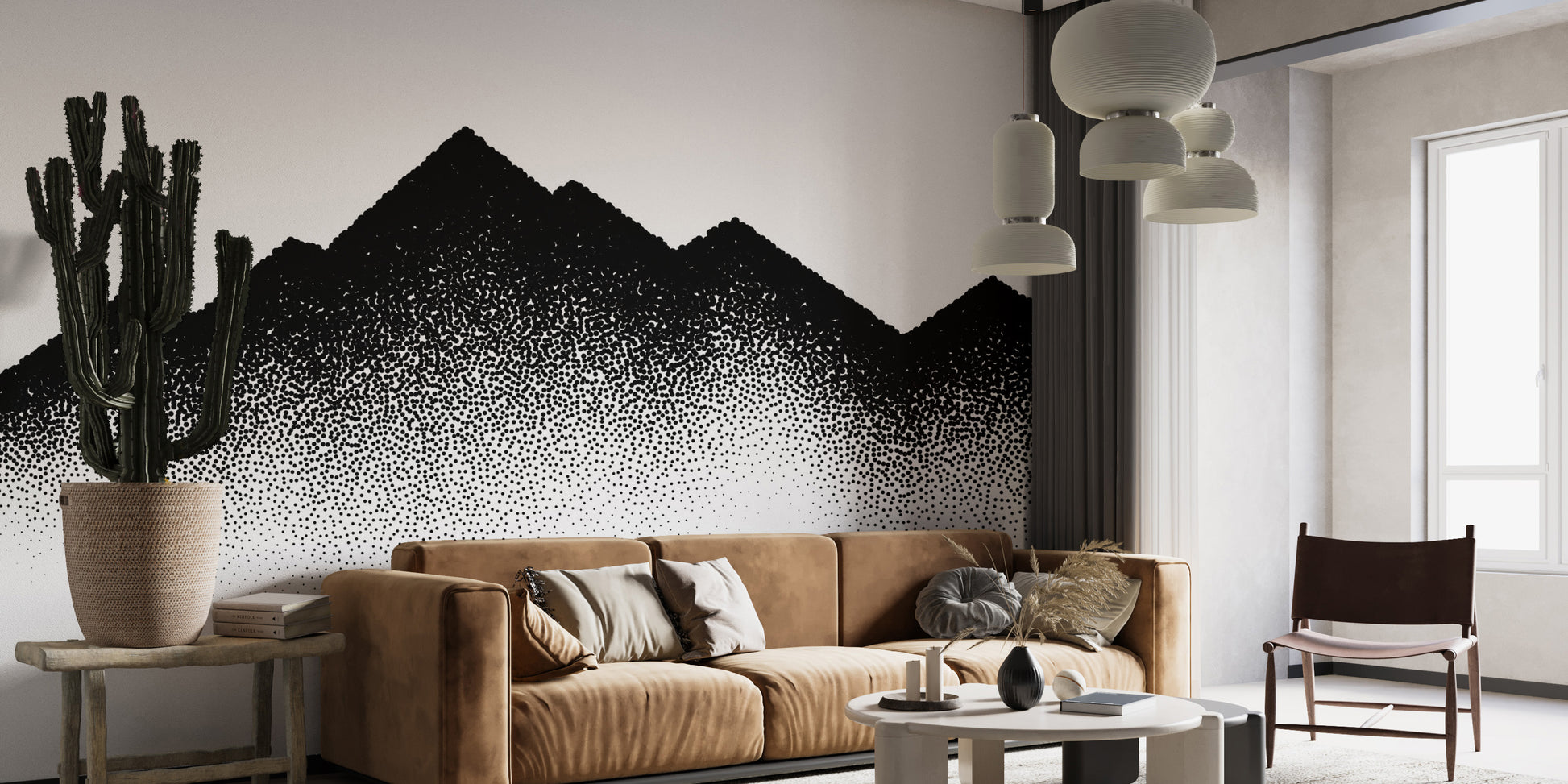 Soft dotted nature wallpaper mural design
