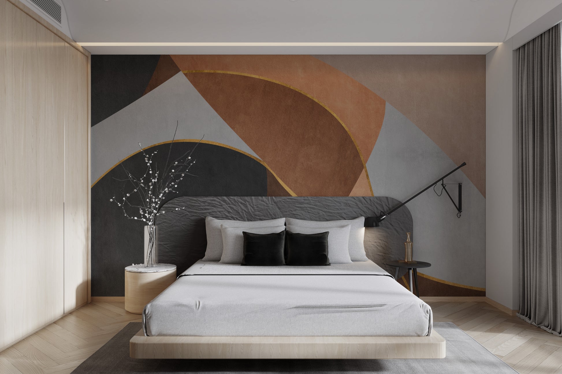 Abstract curves mural for sleek, contemporary walls