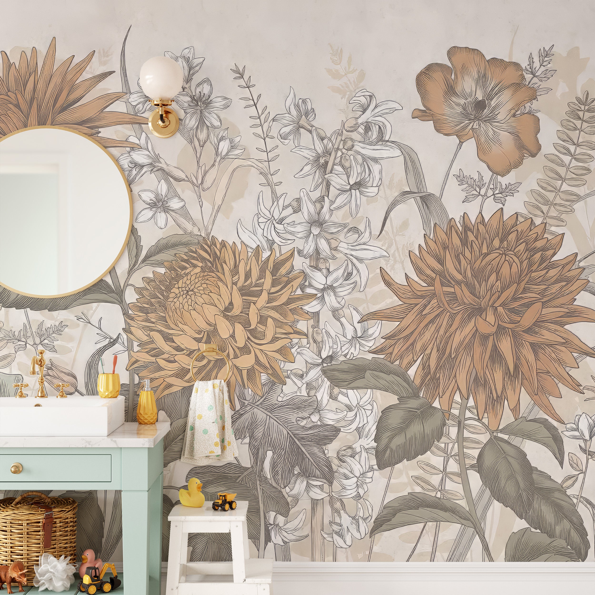 Wildflowers garden wallpaper mural for vibrant rooms