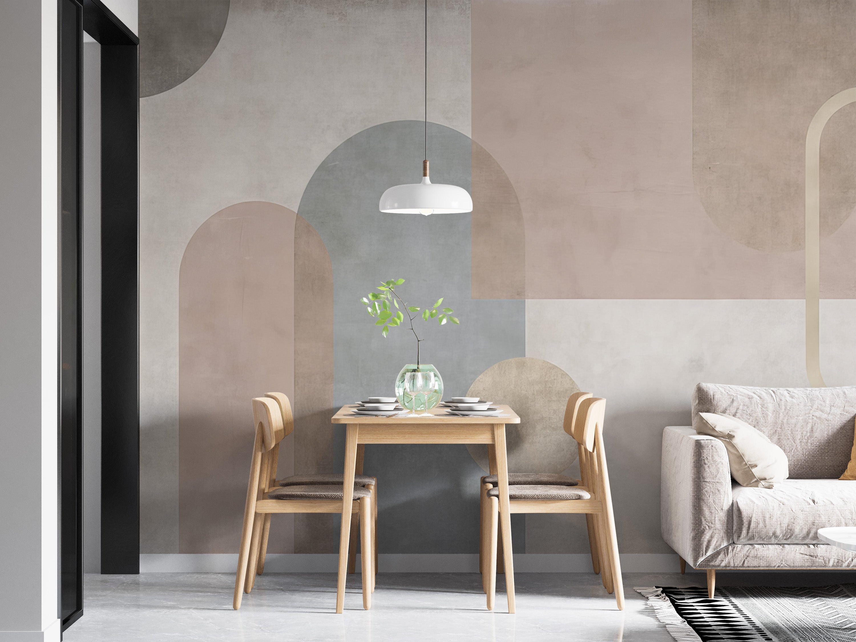 Removable beige geometric wallpaper for elegant interiors