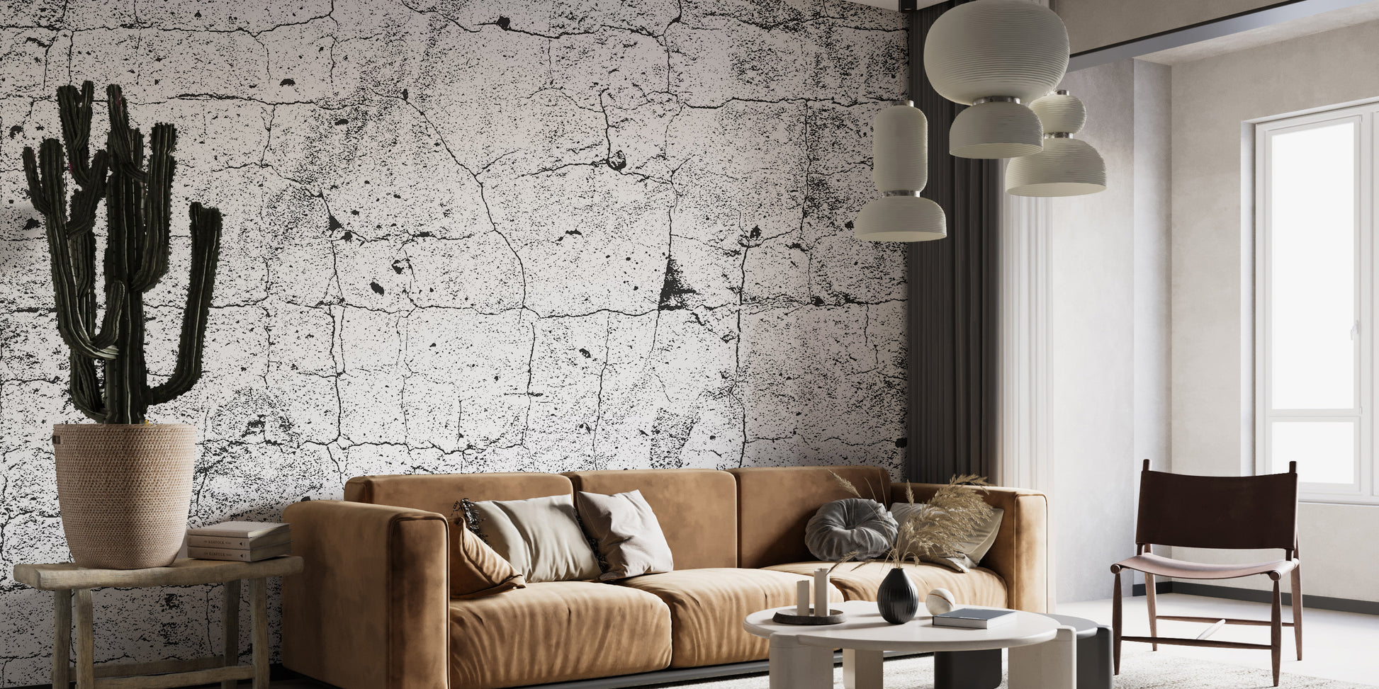 Industrial cracked concrete wallpaper mural look
