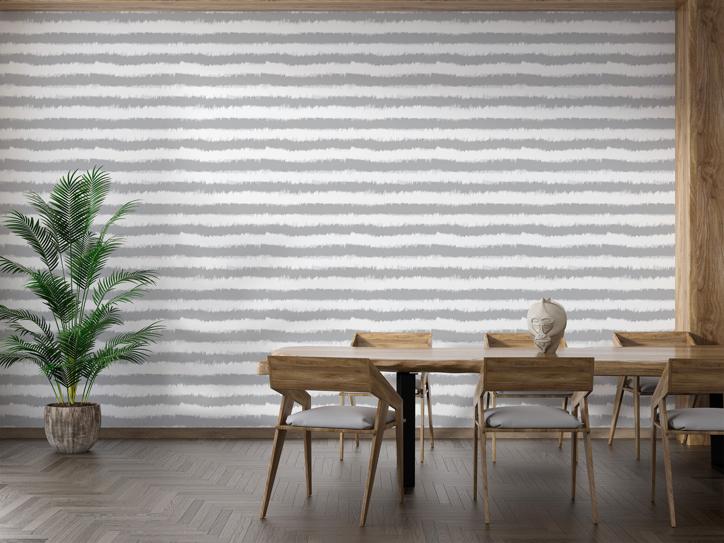 Grey Horizontal Stripes Wallpaper Mural