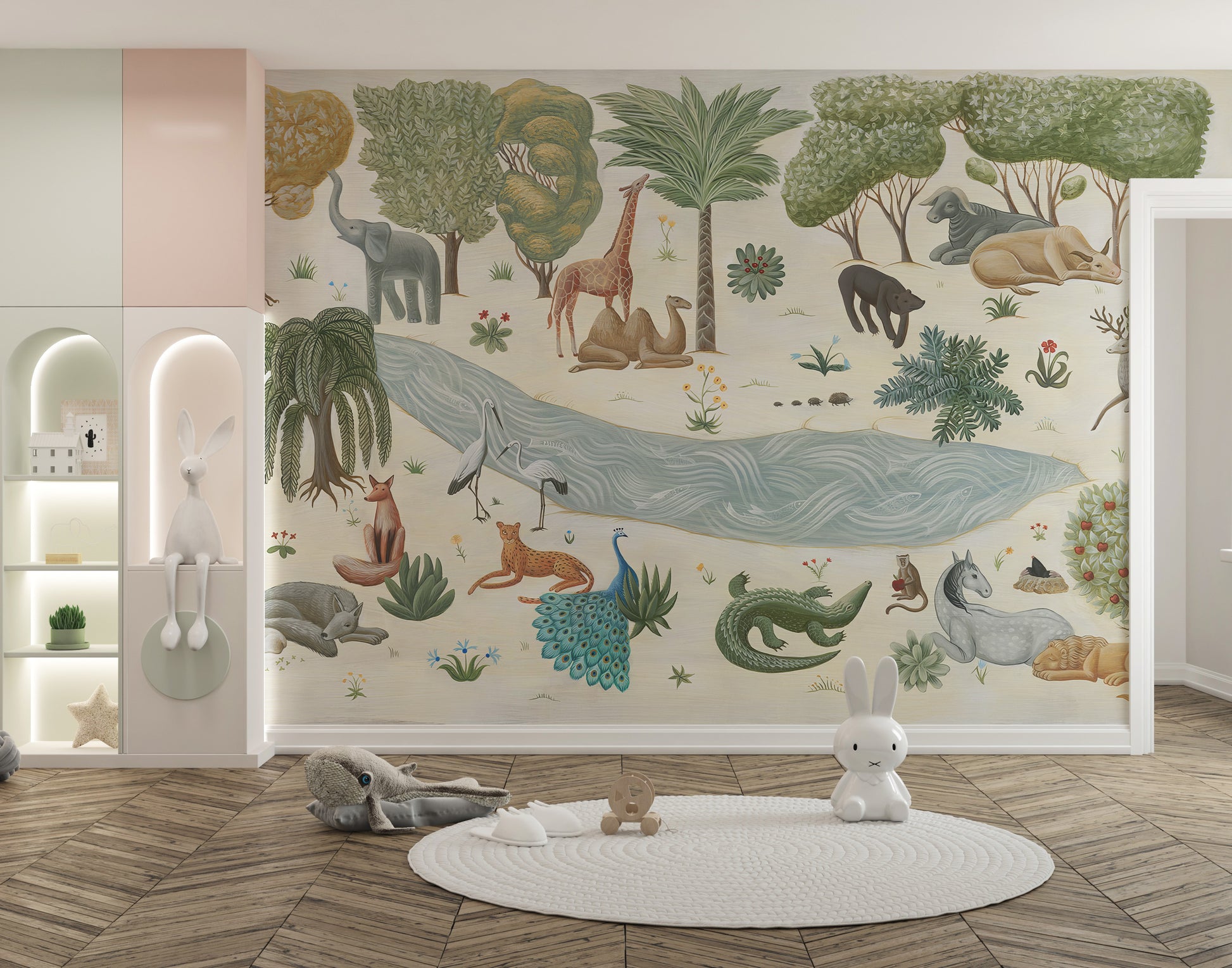 Removable jungle wildlife wallpaper for vibrant spaces