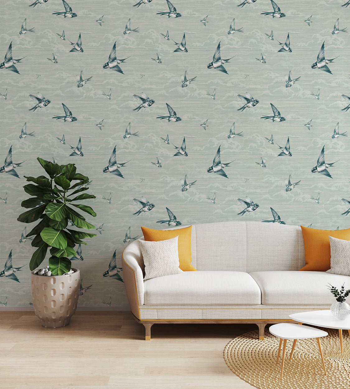 Peaceful Blue Birds Wallpaper Mural