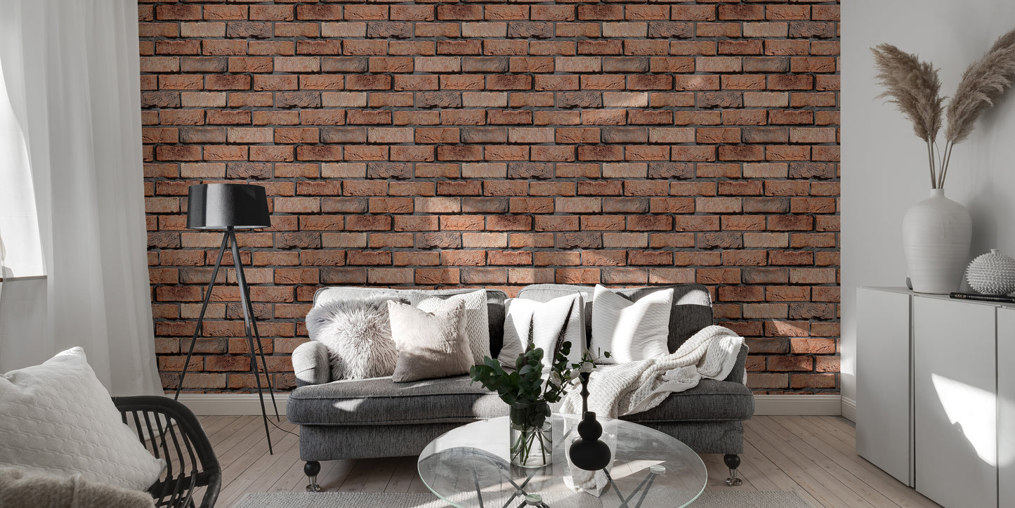 Old Red Brick Wall Rustic Texture Design Wallpaper