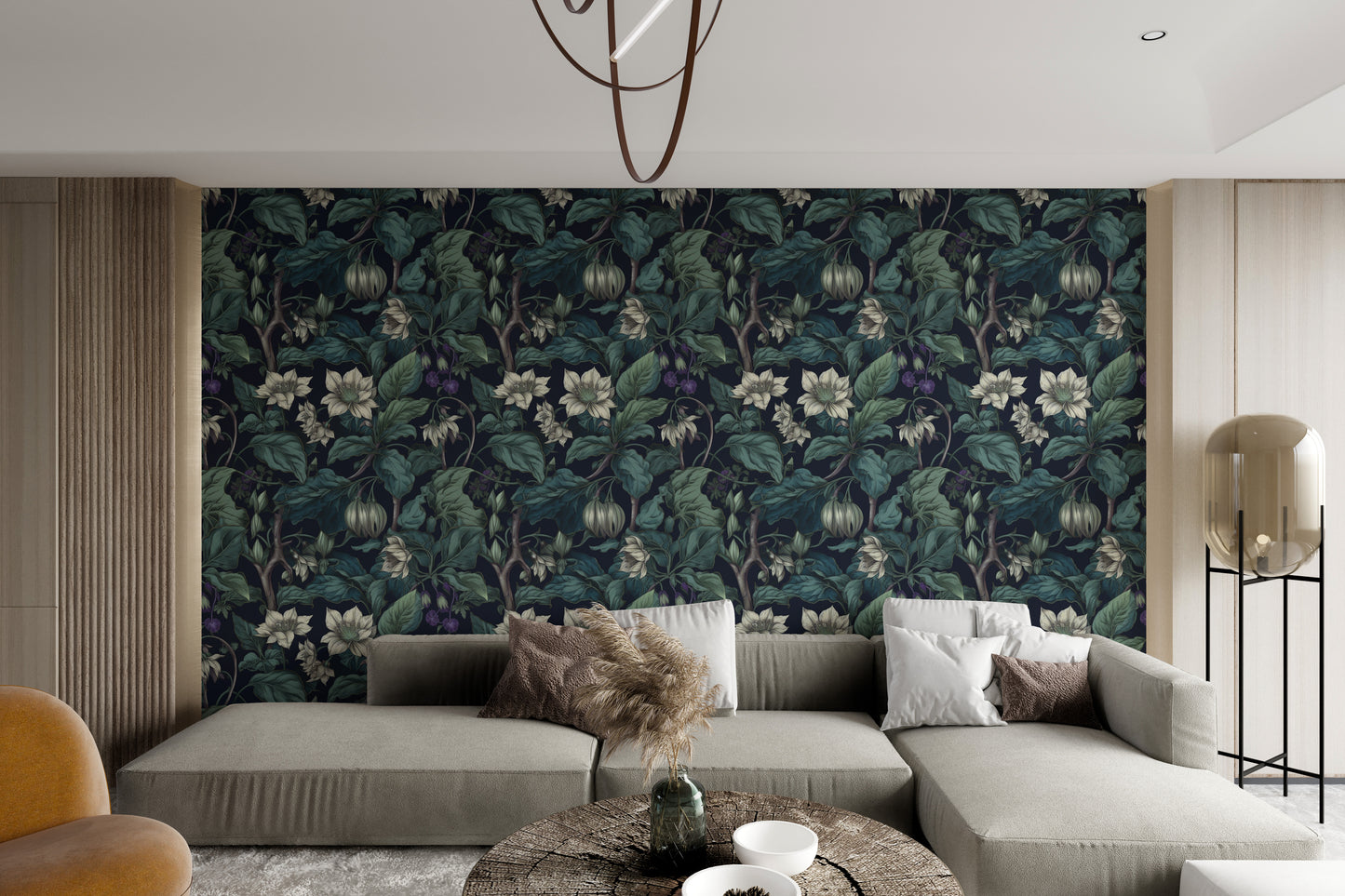 Botanical Blossom Wall Mural - Teal