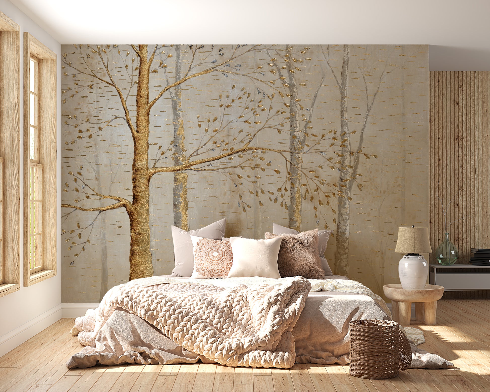 Luxe Gold Leaves Wallpaper for Elegant Home Decor