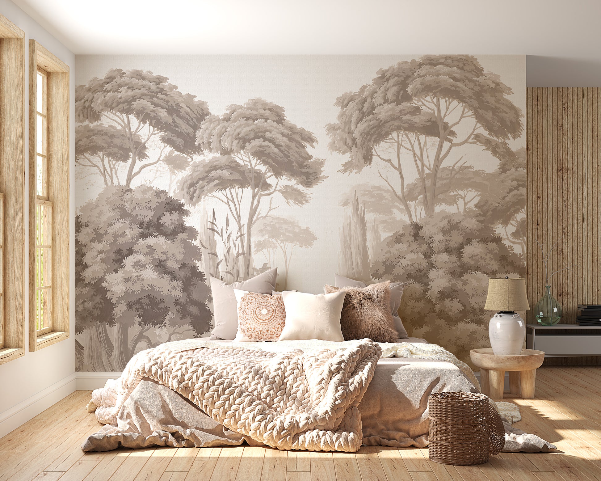 Antique forest mural for classic interiors
