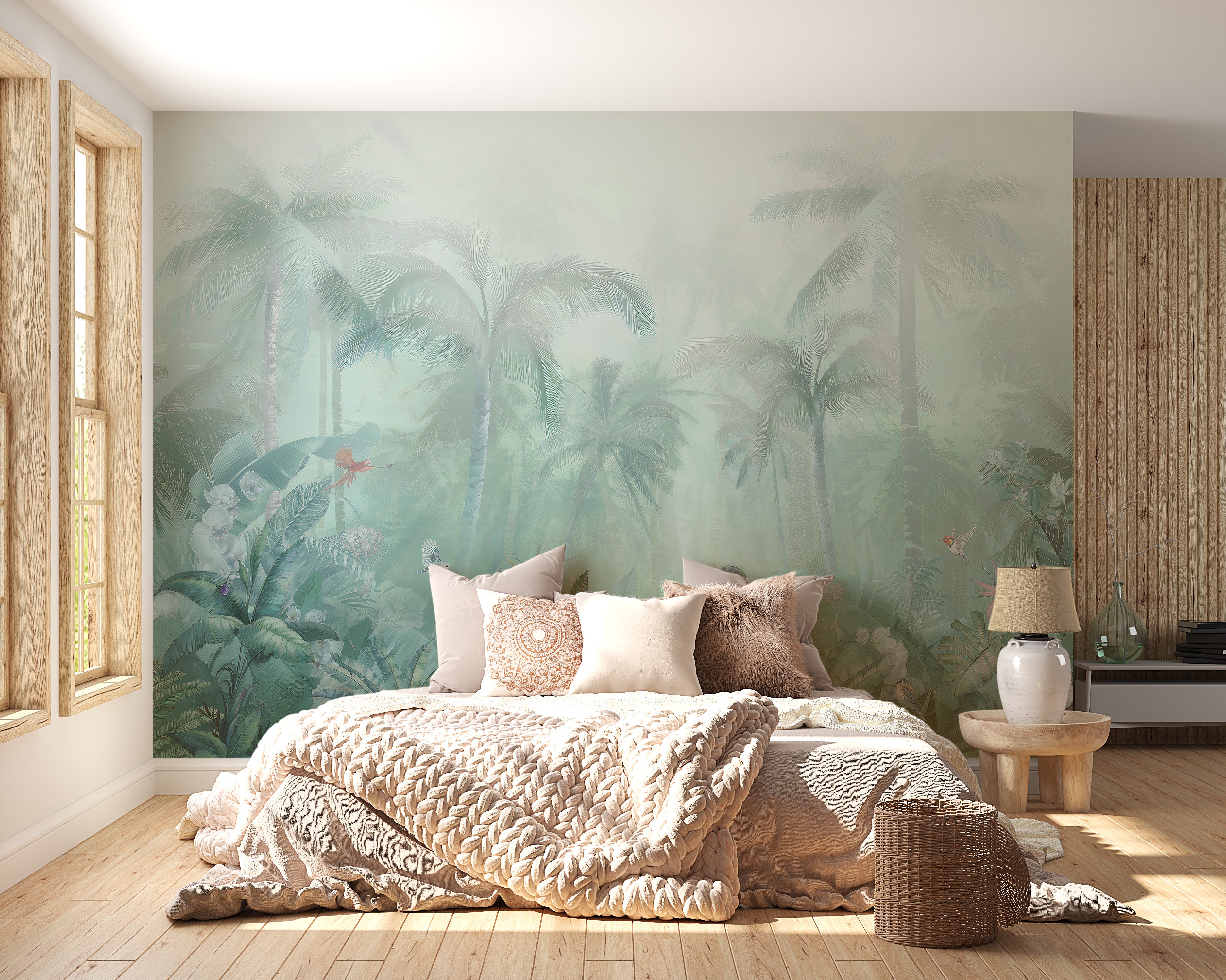 Lush green artistic mural for forest lovers
