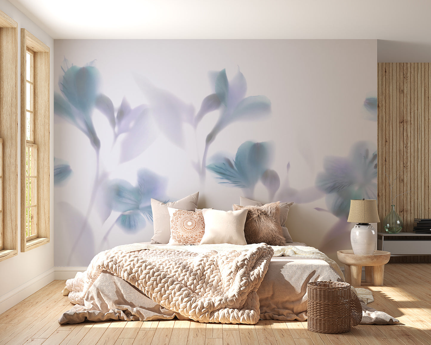 Nature-inspired misty blue orchid wallpaper.
