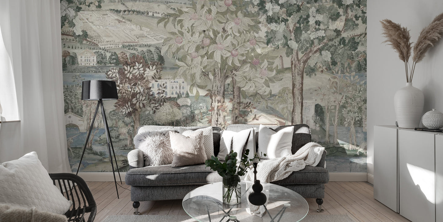 Green Zoffany art wallpaper for sophisticated interiors
