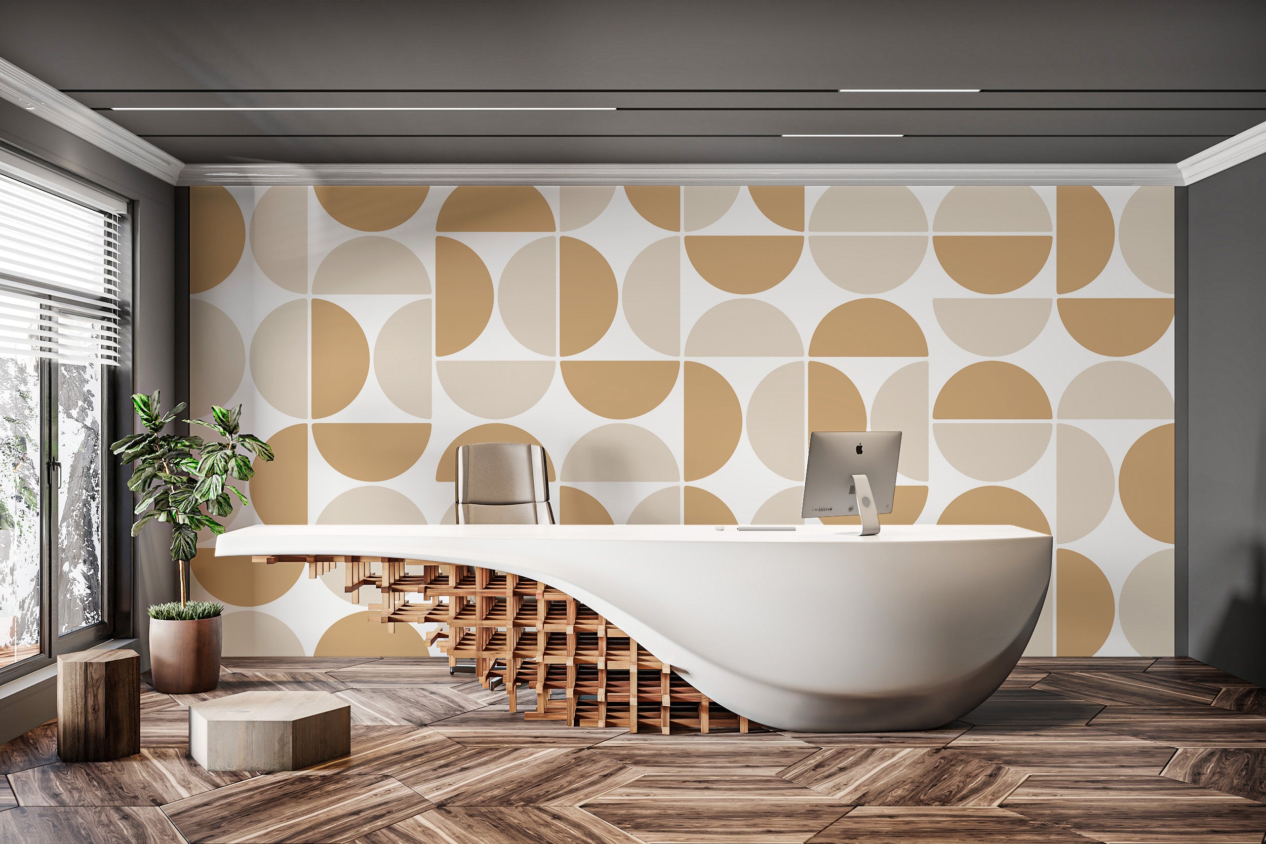 Scandinavian style geometric wallpaper for interiors
