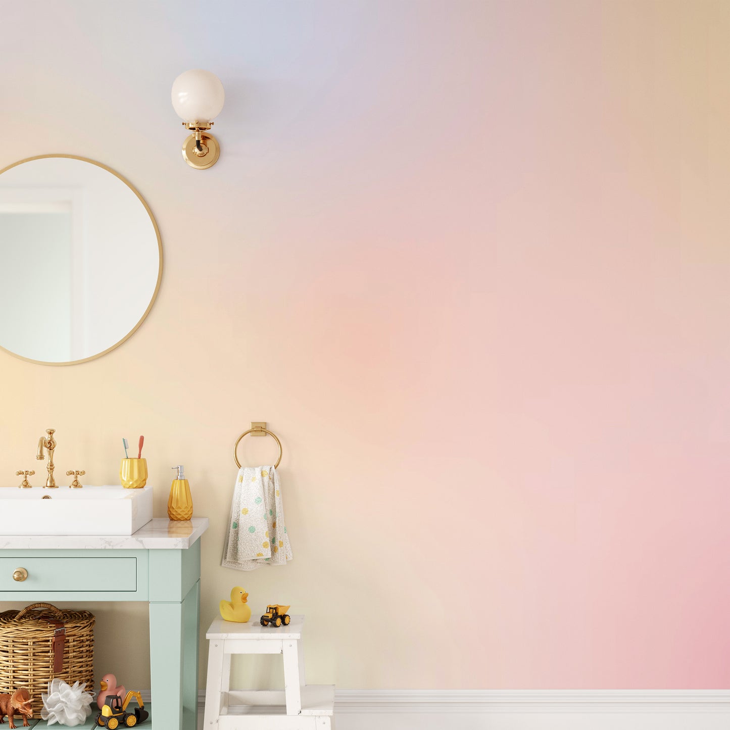 Delicate ombre delight mural for a serene room vibe
