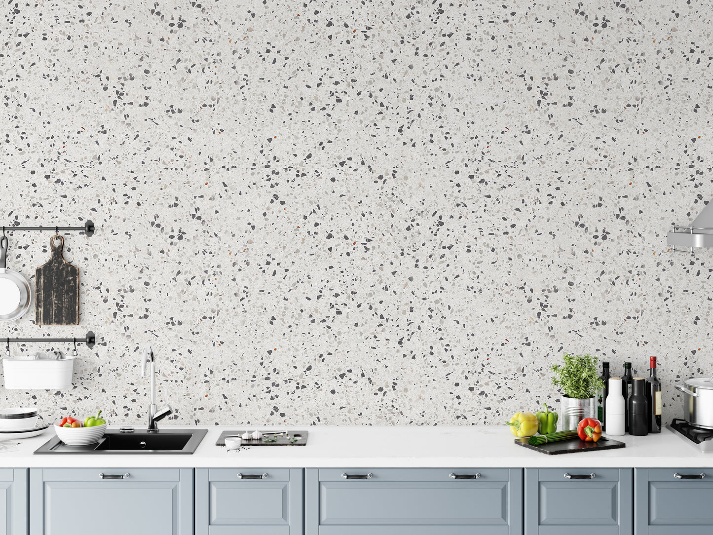 Repeat Pattern Terrazzo Designs White Texture Wallpaper