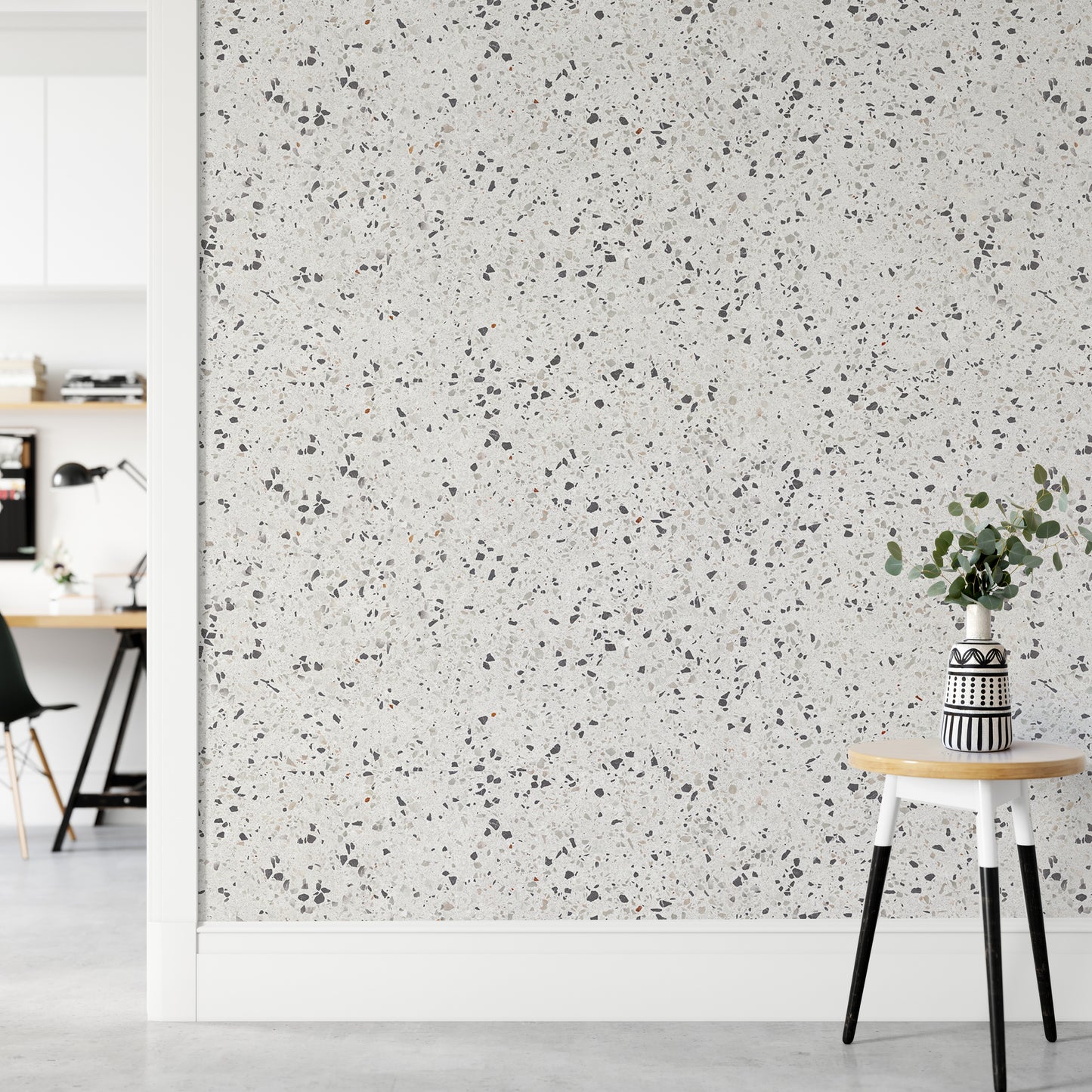 Repeat Pattern Terrazzo Designs White Texture Wallpaper