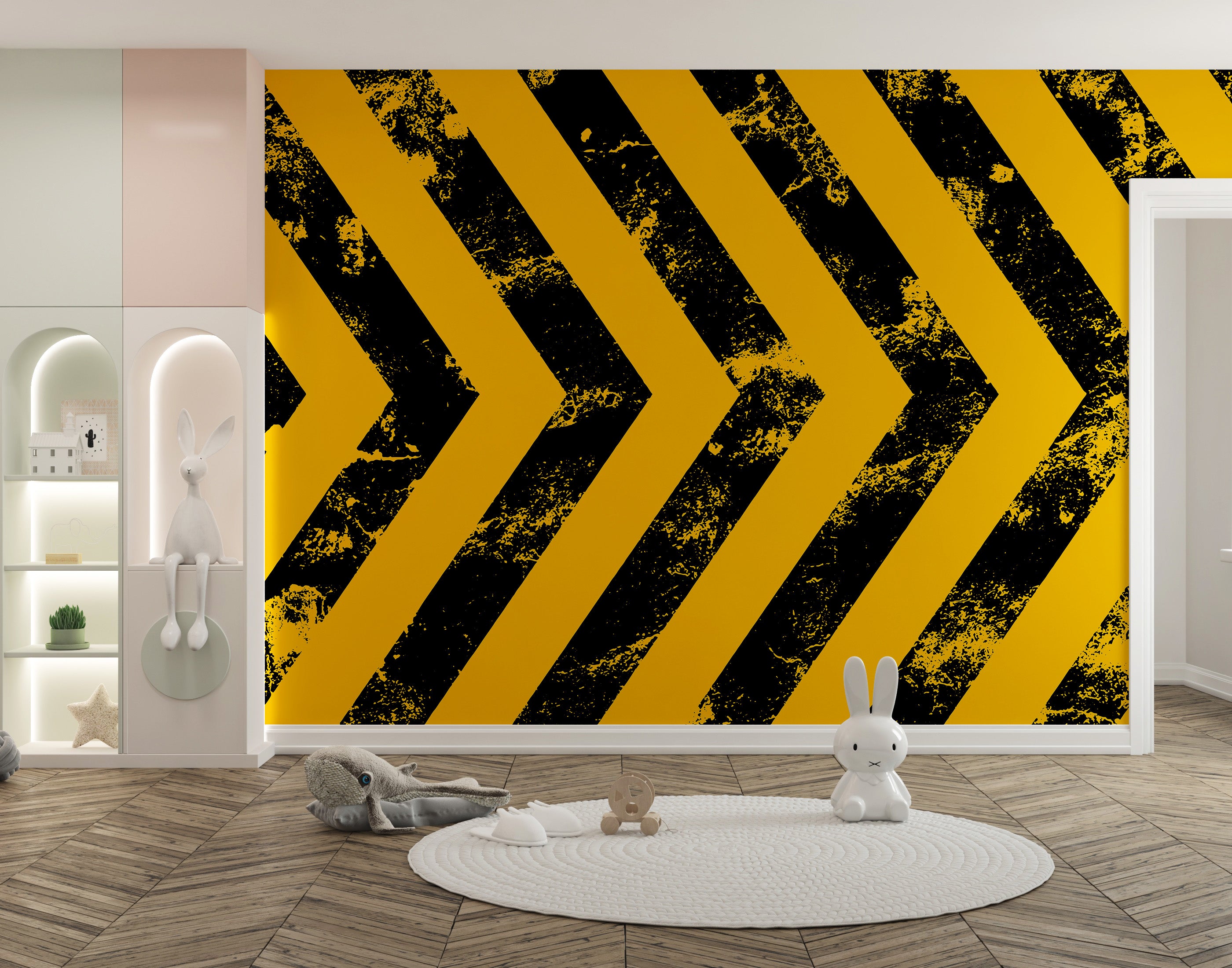 Unique black yellow hazard stripe wallpaper
