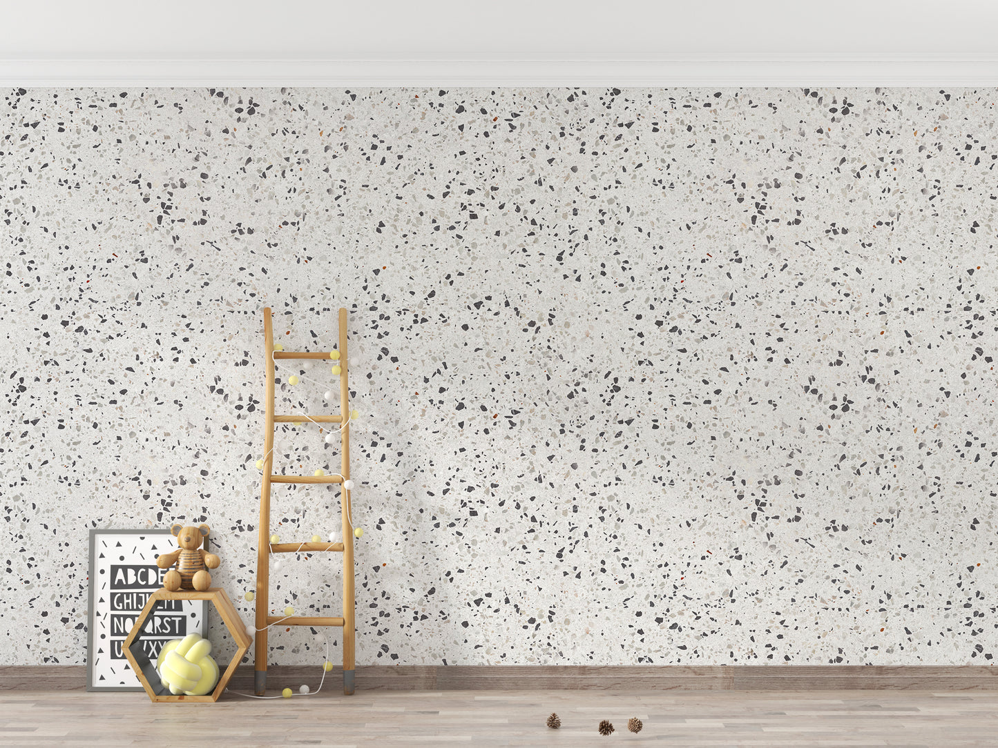 Repeat Pattern Terrazzo Designs White Texture Wallpaper