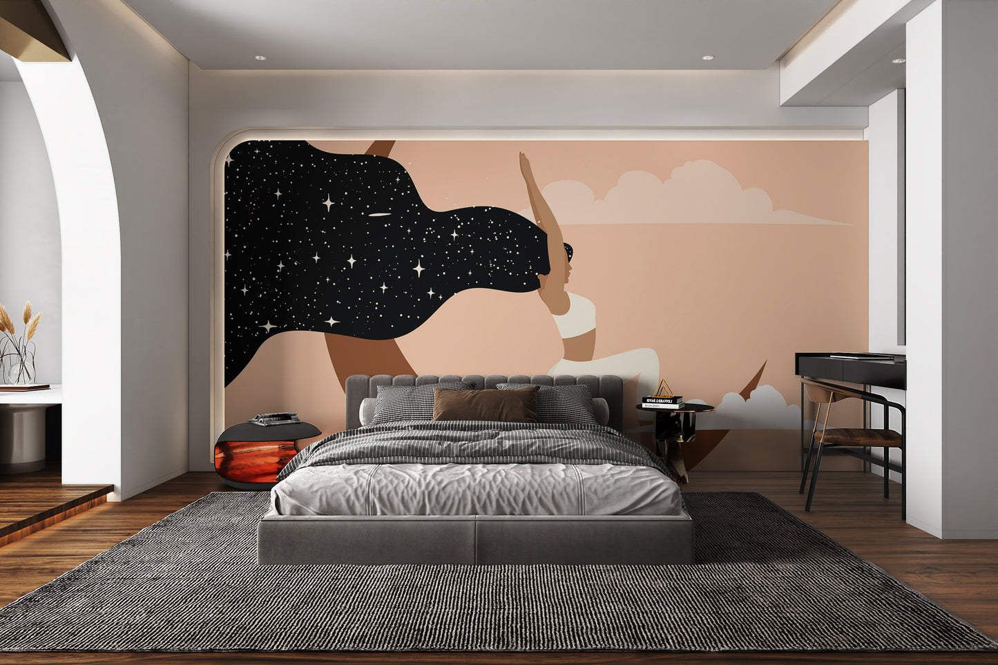 Serene wall art featuring yoga and moonlight vibes