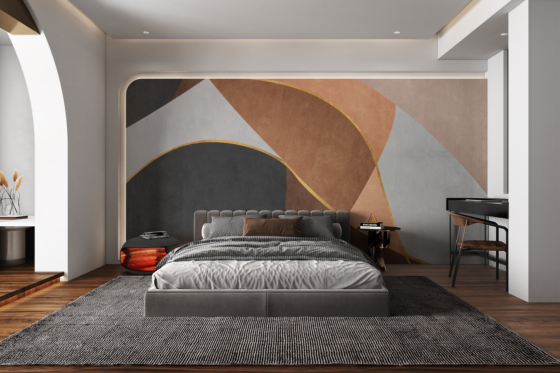 Curved abstract design in a modern wall mural style