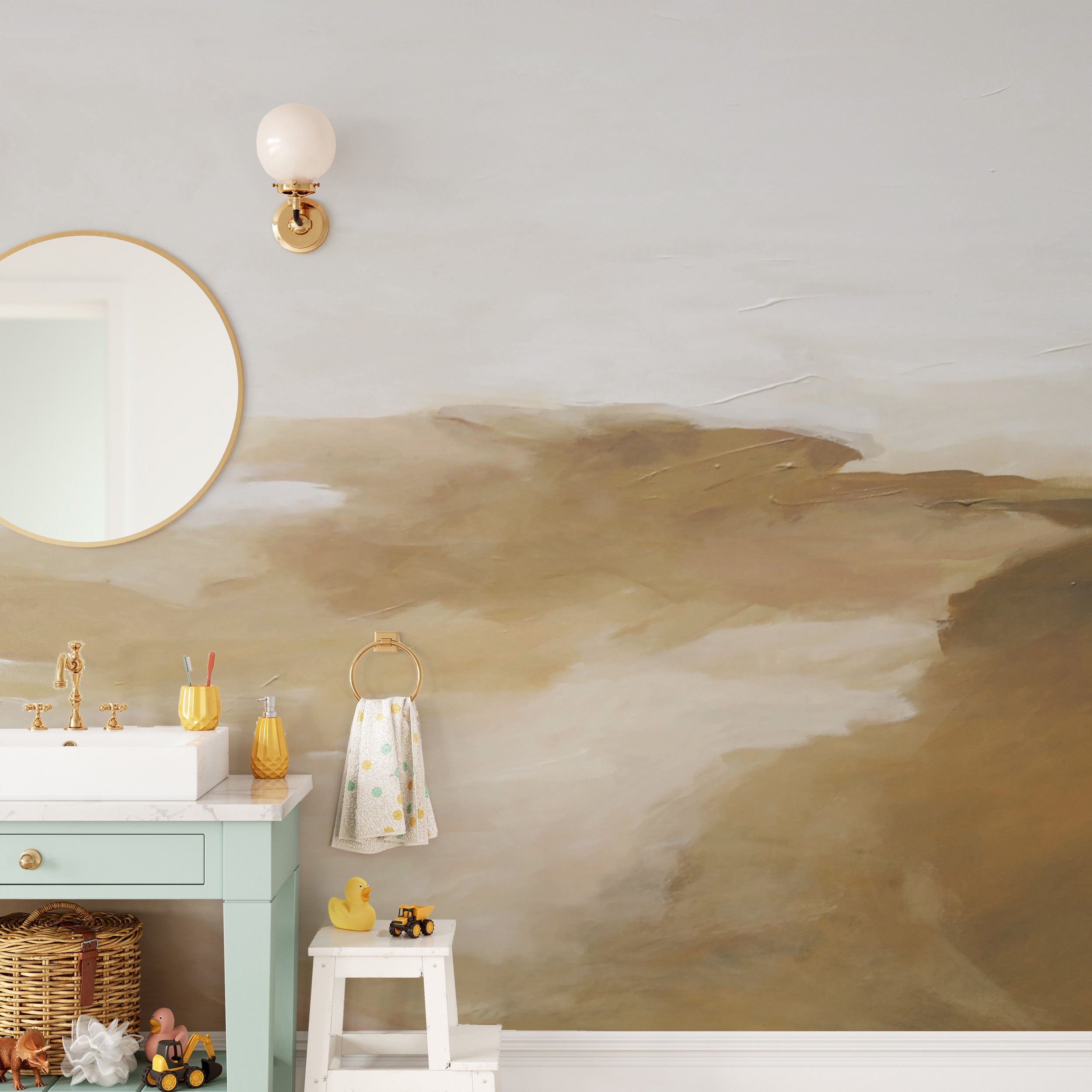 Golden watercolor abstract wallpaper for a chic ambiance
