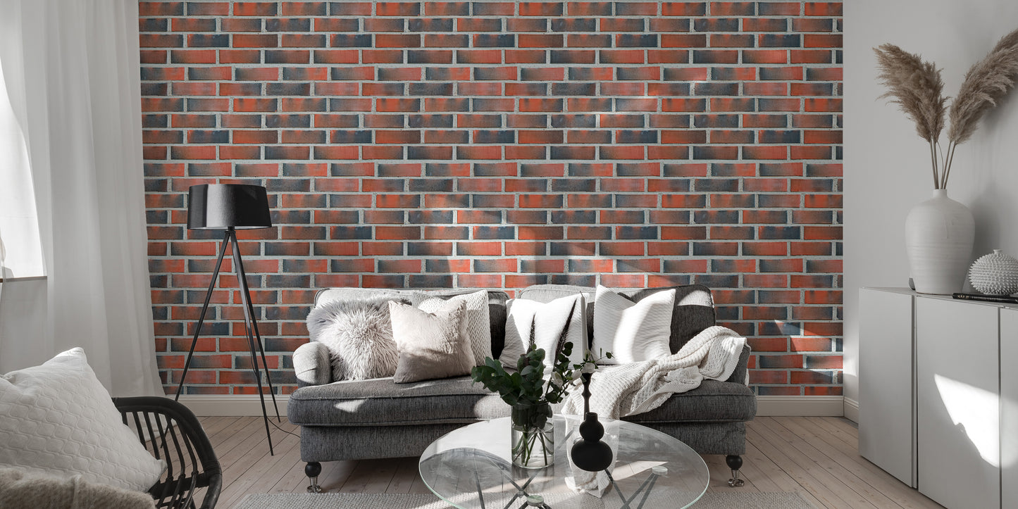 Vintage Burned Red Lining Brick Wallpaper