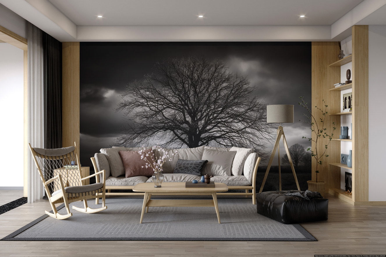 Dark tree shadow wallpaper for decor
