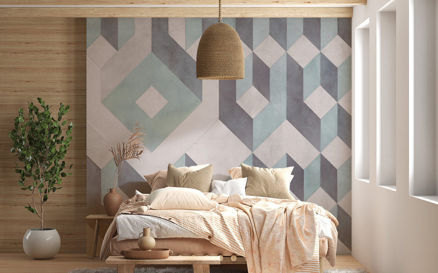 Sophisticated linear arrangement in a modern wallpaper mural