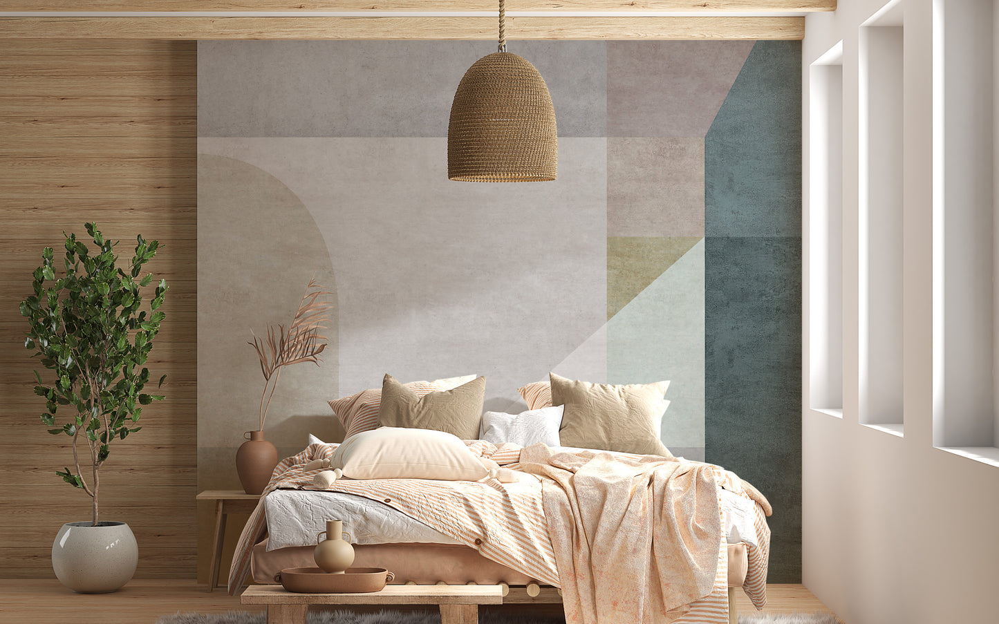 Soft pastel shapes mural