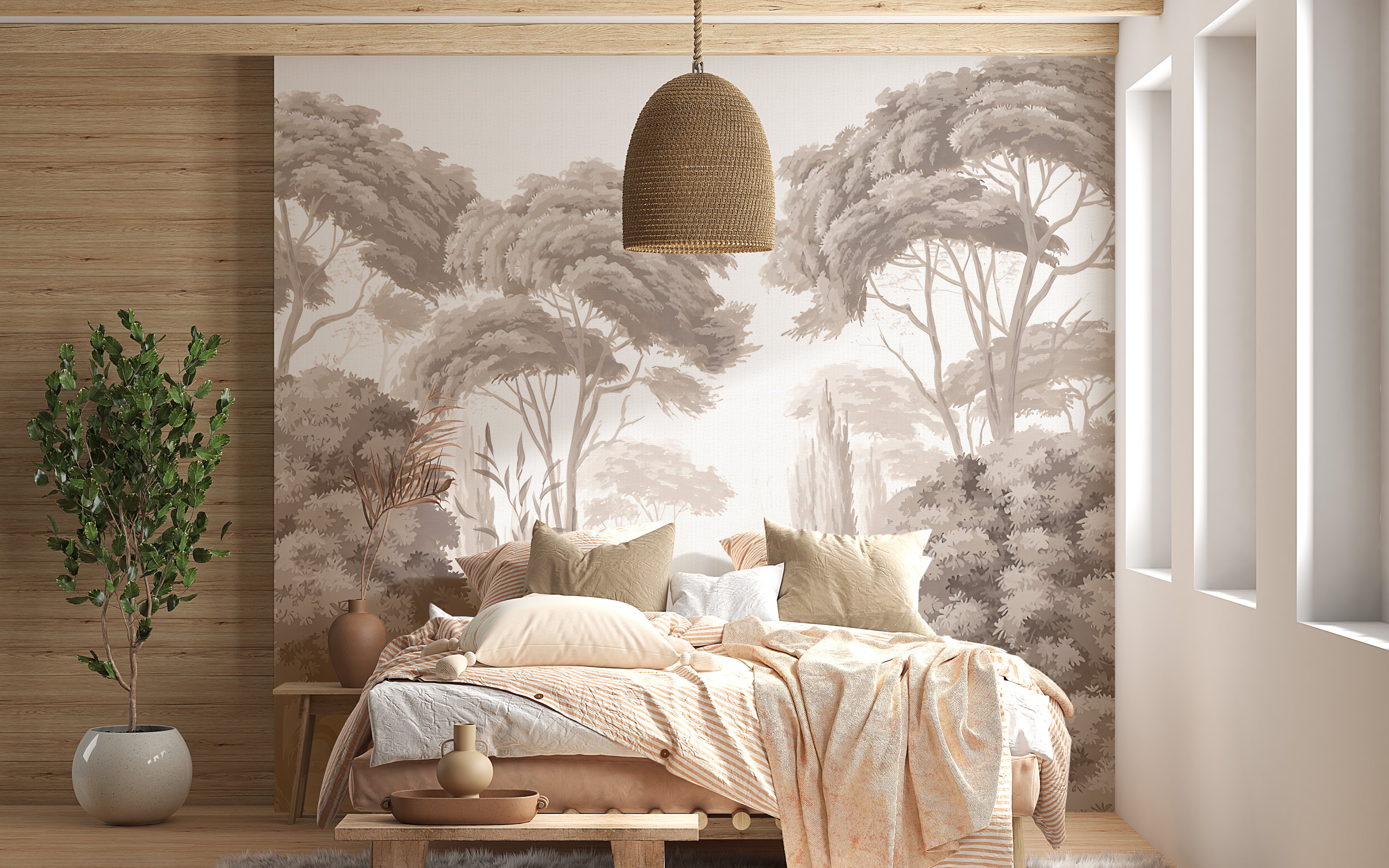 Scenic antique forest view wall mural art
