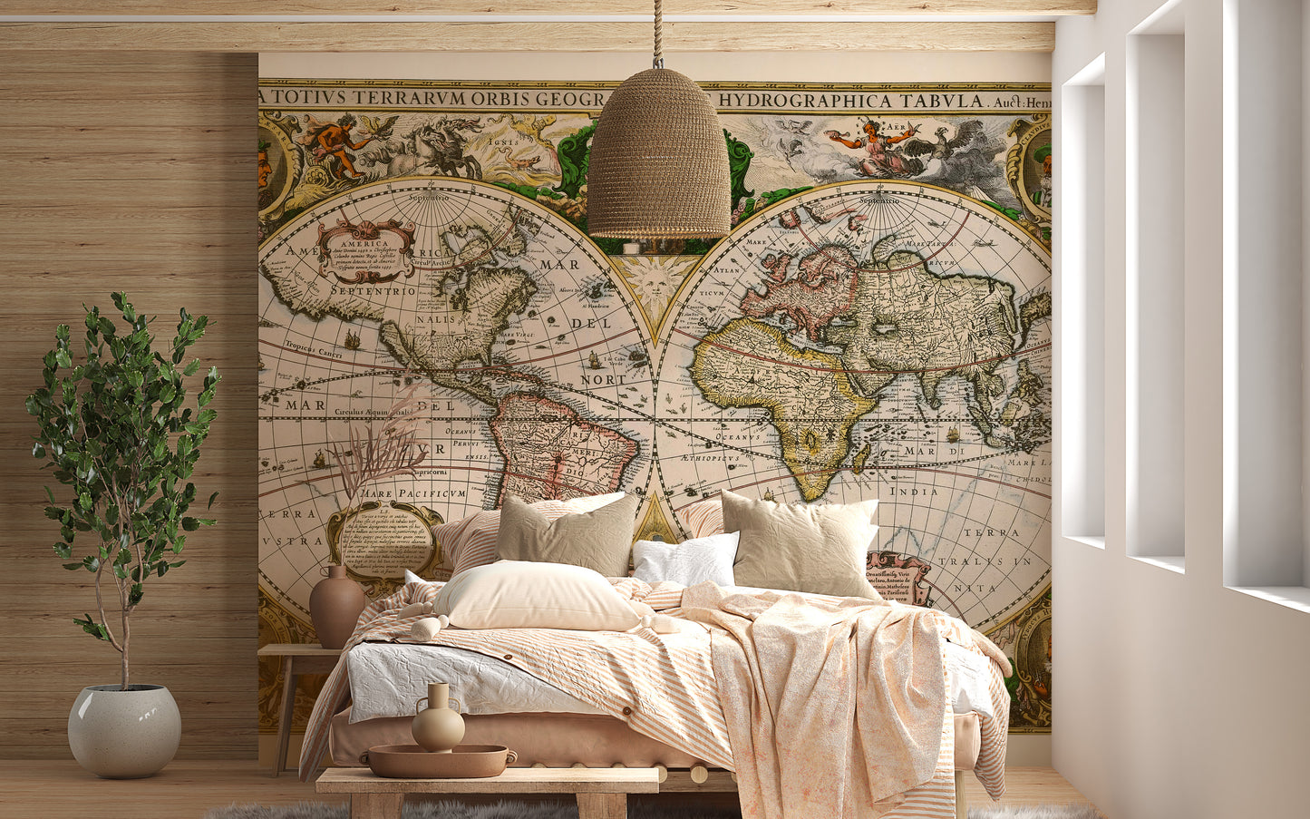 Antique vintage world map wallpaper design
