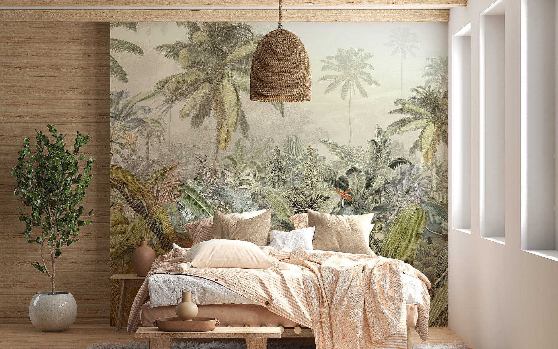 Nature-inspired tropical watercolor wallpaper
