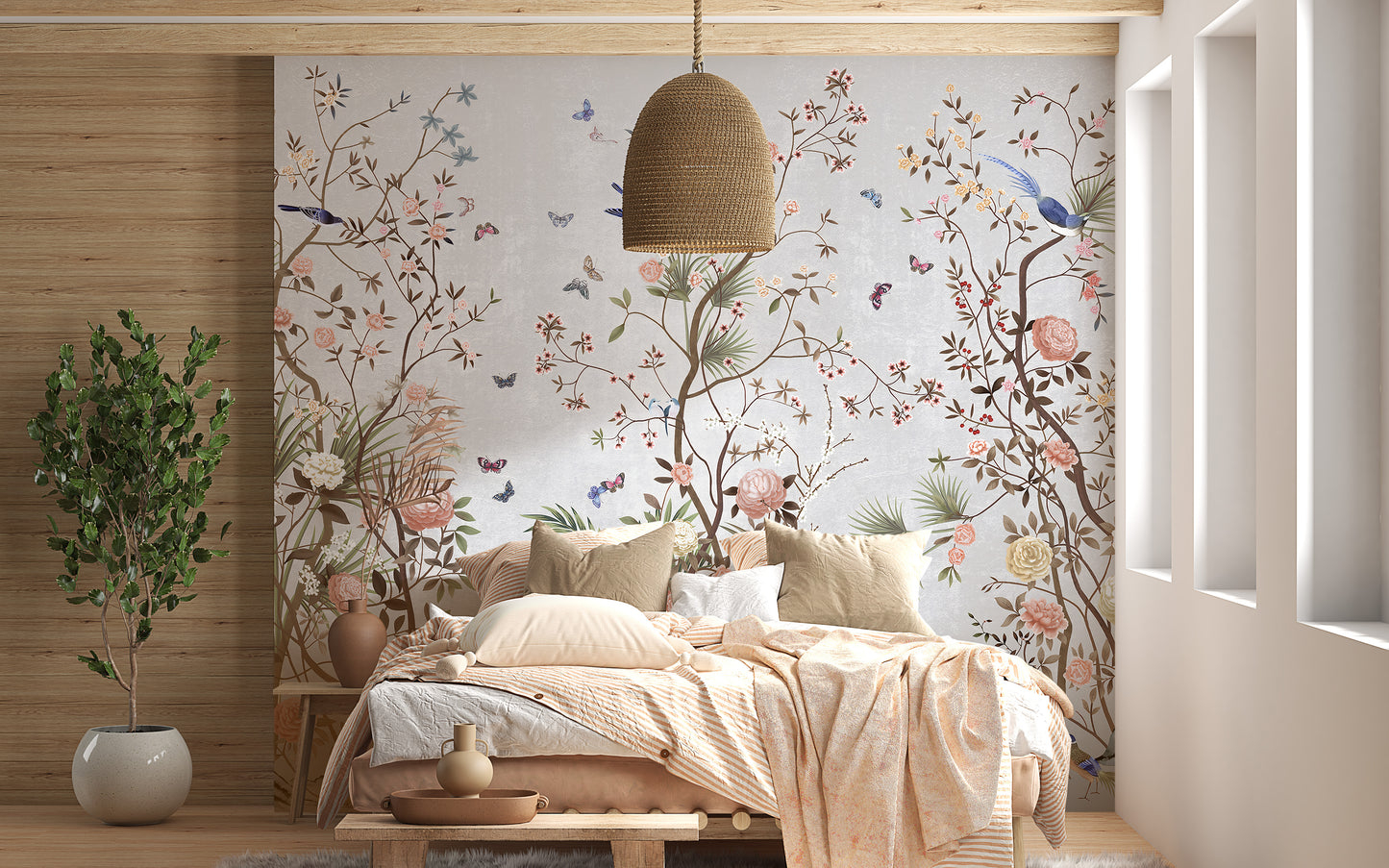 Floral and green leaf wallpaper for walls
