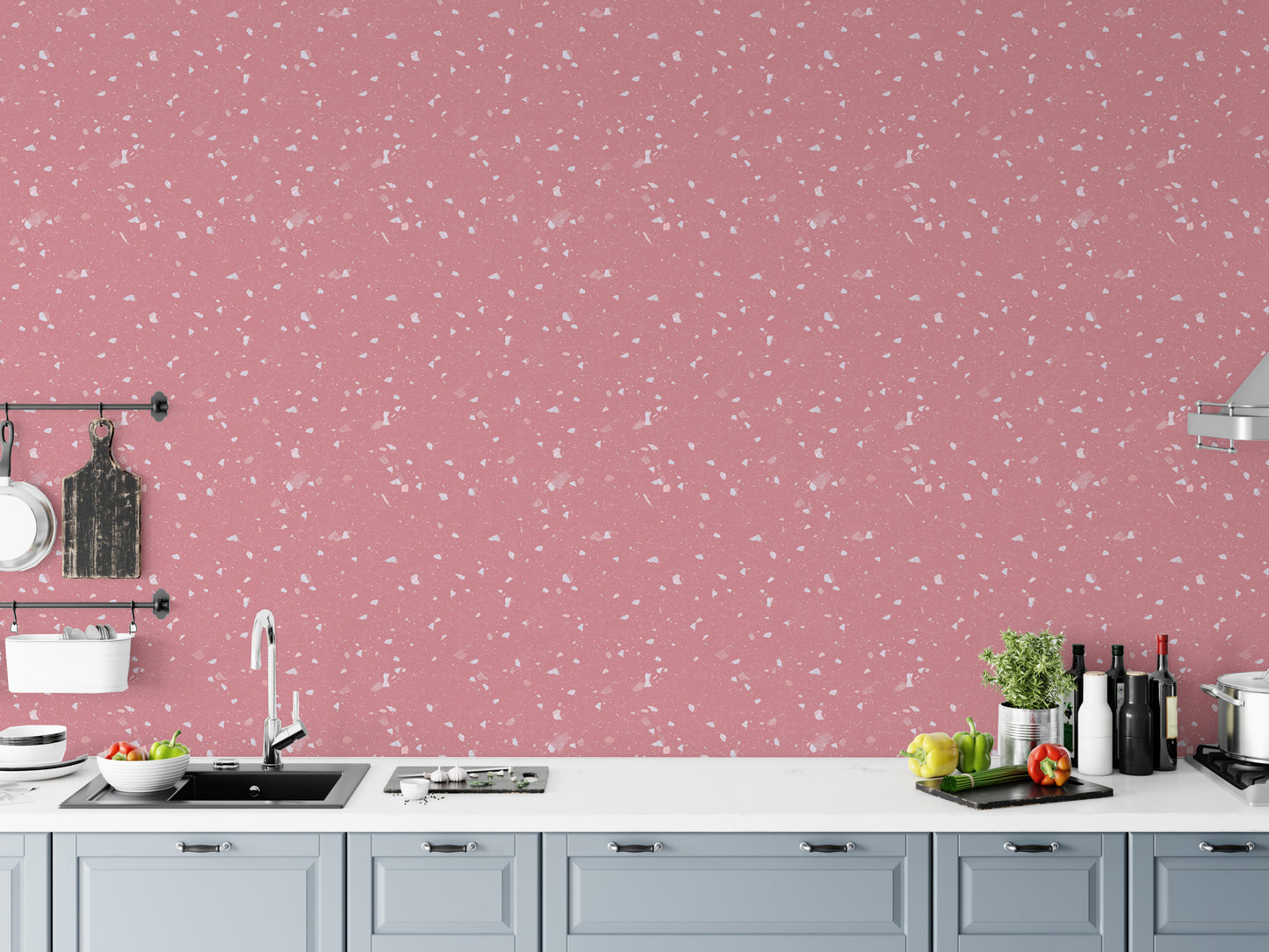 Pink Venetian Quartz Stone Terrazzo Peel and Stick Wallpaper