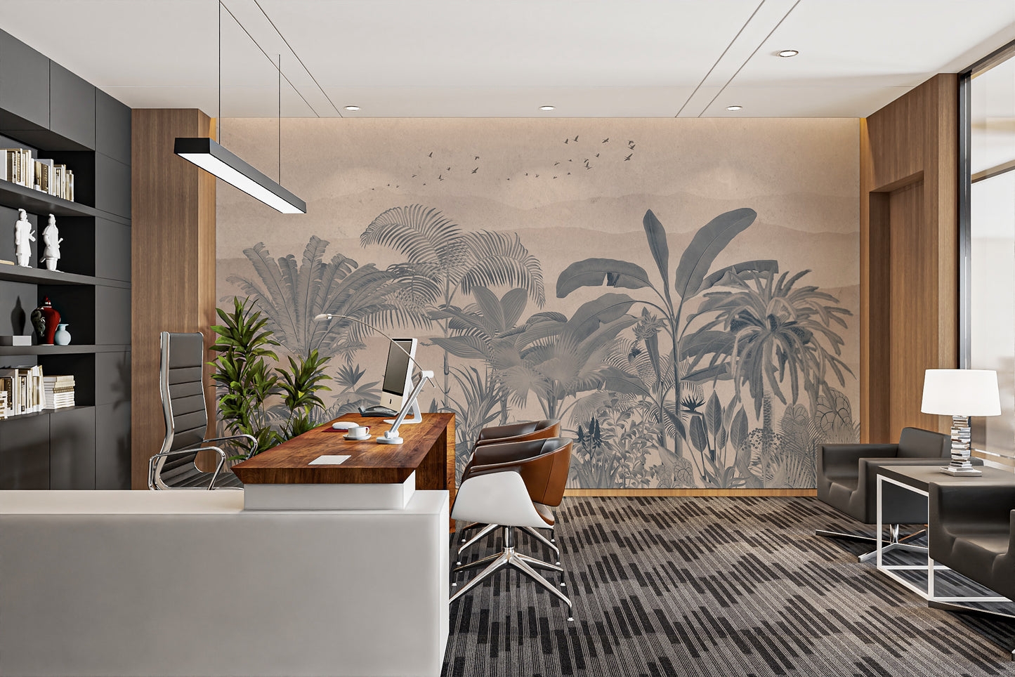 Brown Tropical Jungle Wall Mural