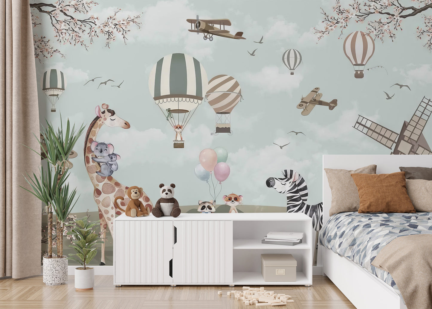 Whimsical woodland animals wallpaper for children's spaces
