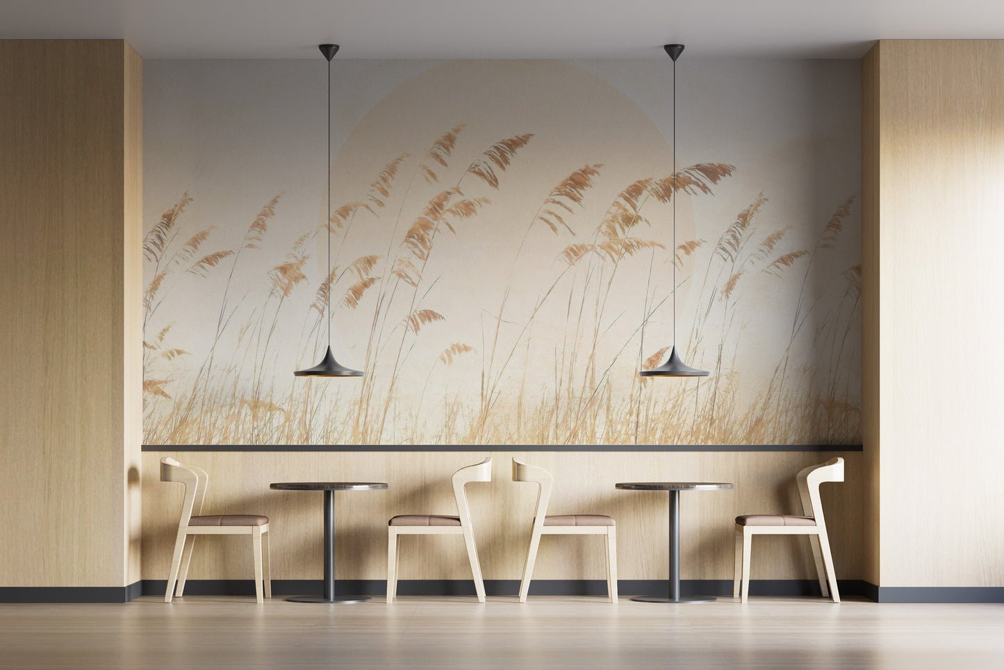 Soothing dune grass mural for serene wall decor
