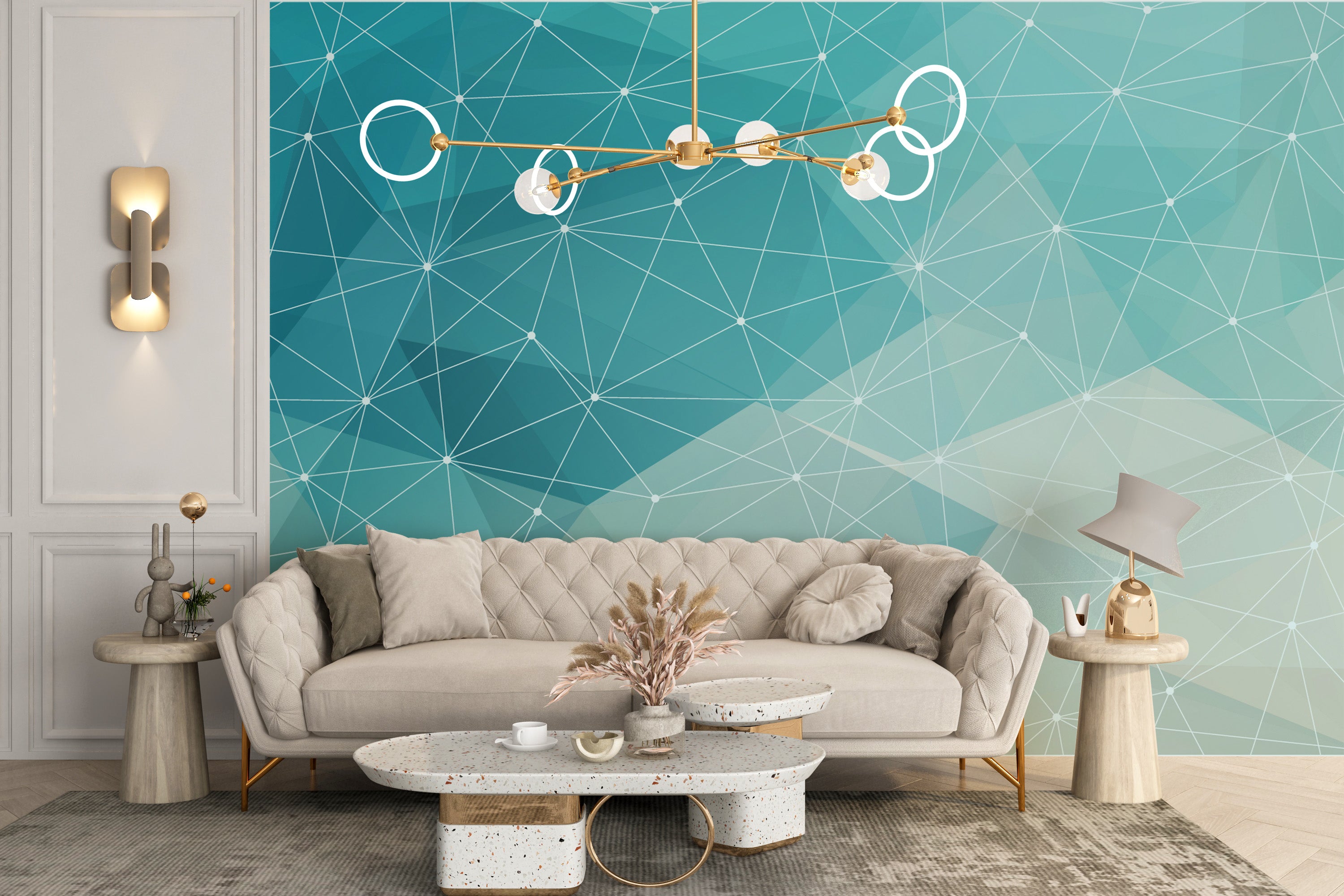 Crystal geometric wallpaper mural design
