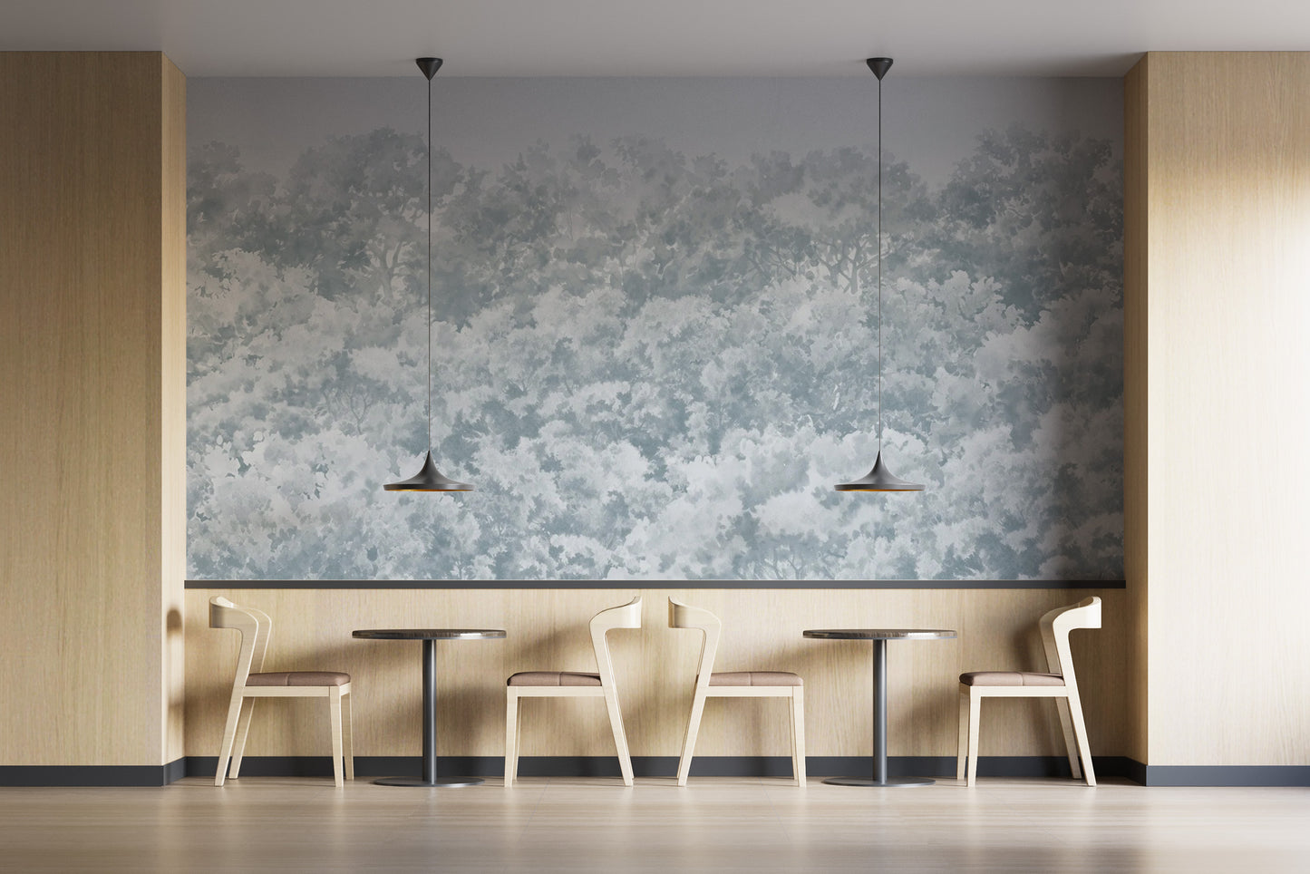 Stunning blue buttonwood tree mural for elegant interiors