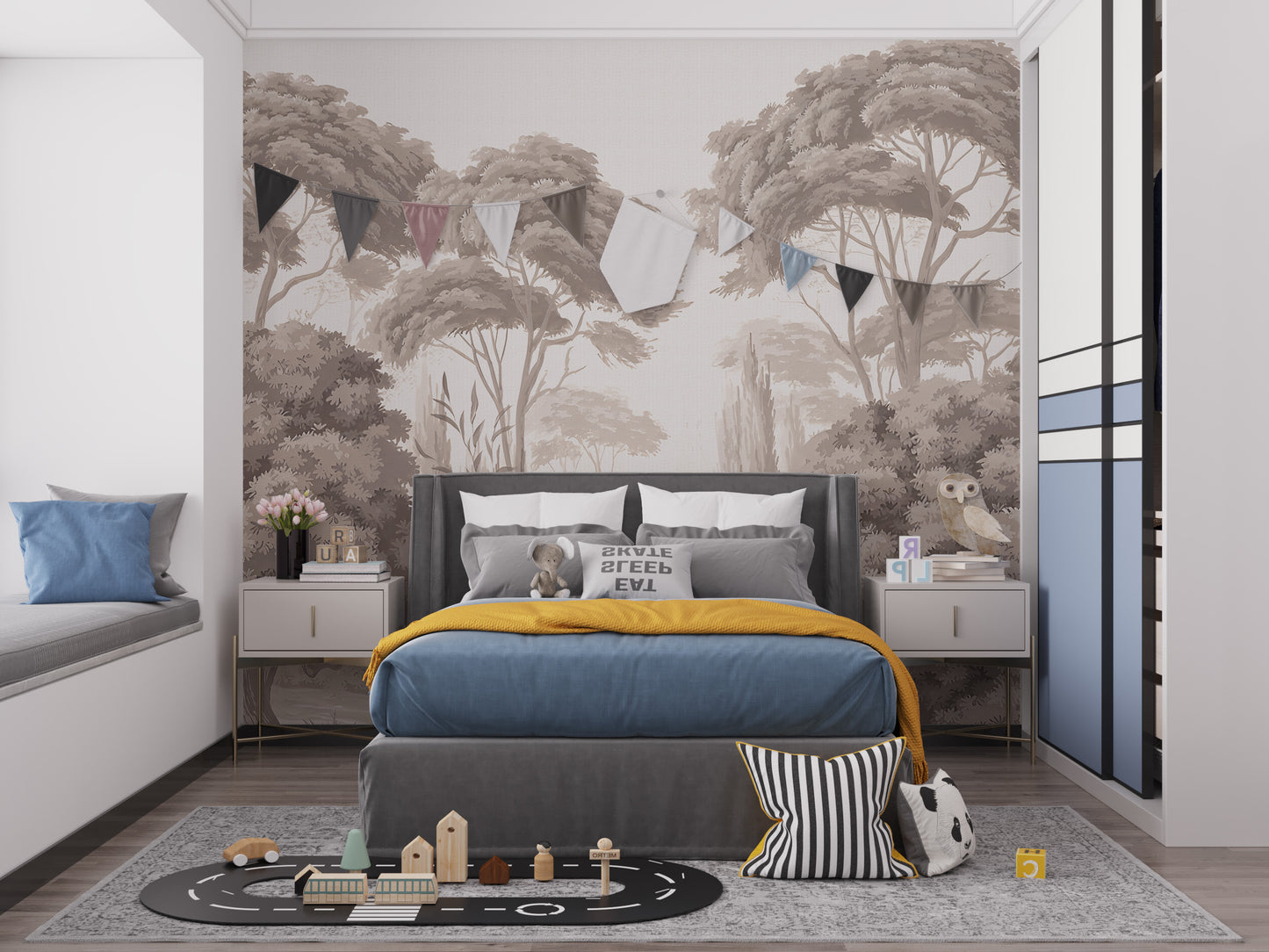 Timeless antique forest wall decor mural
