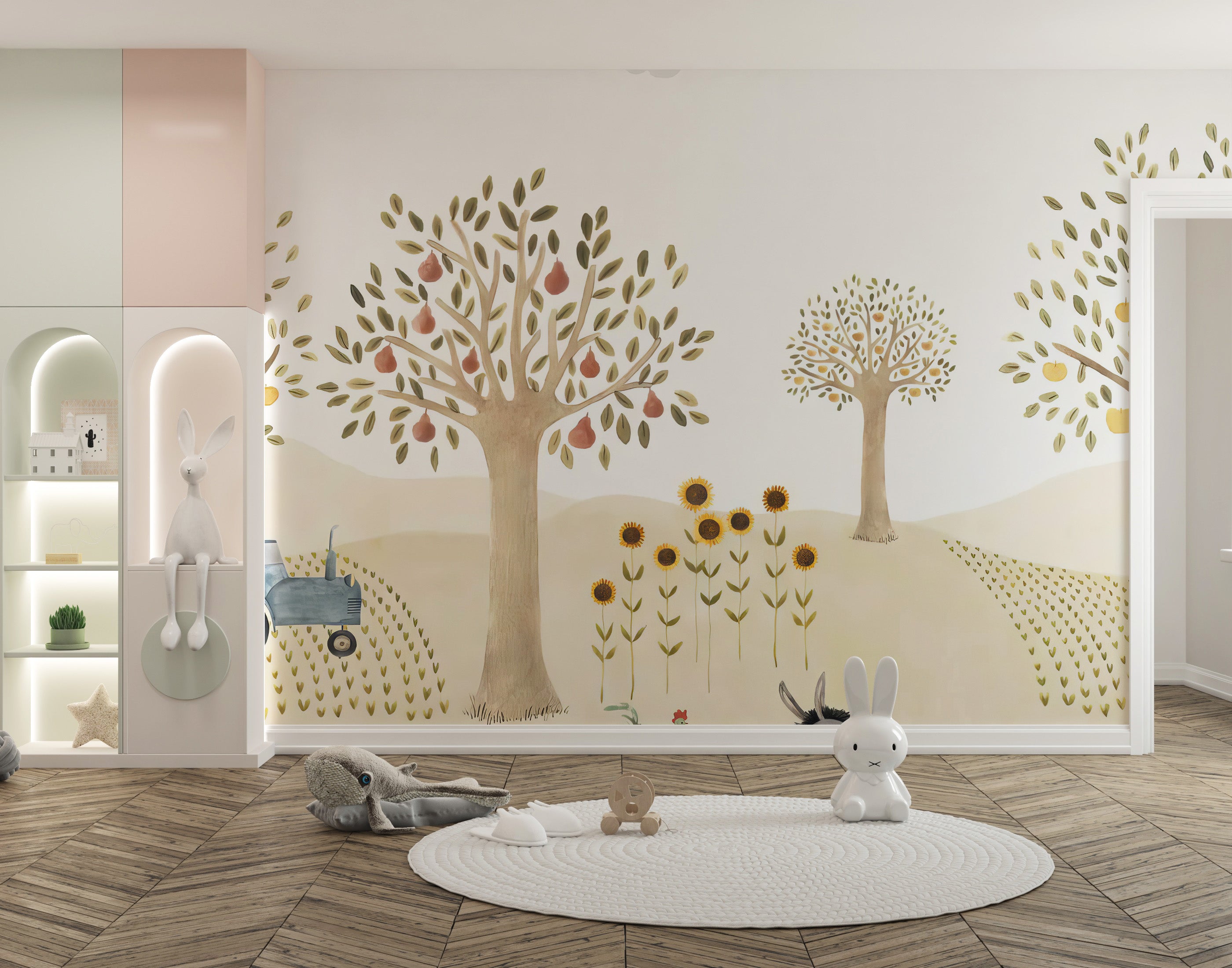 Temporary farm animals wallpaper for lively interiors