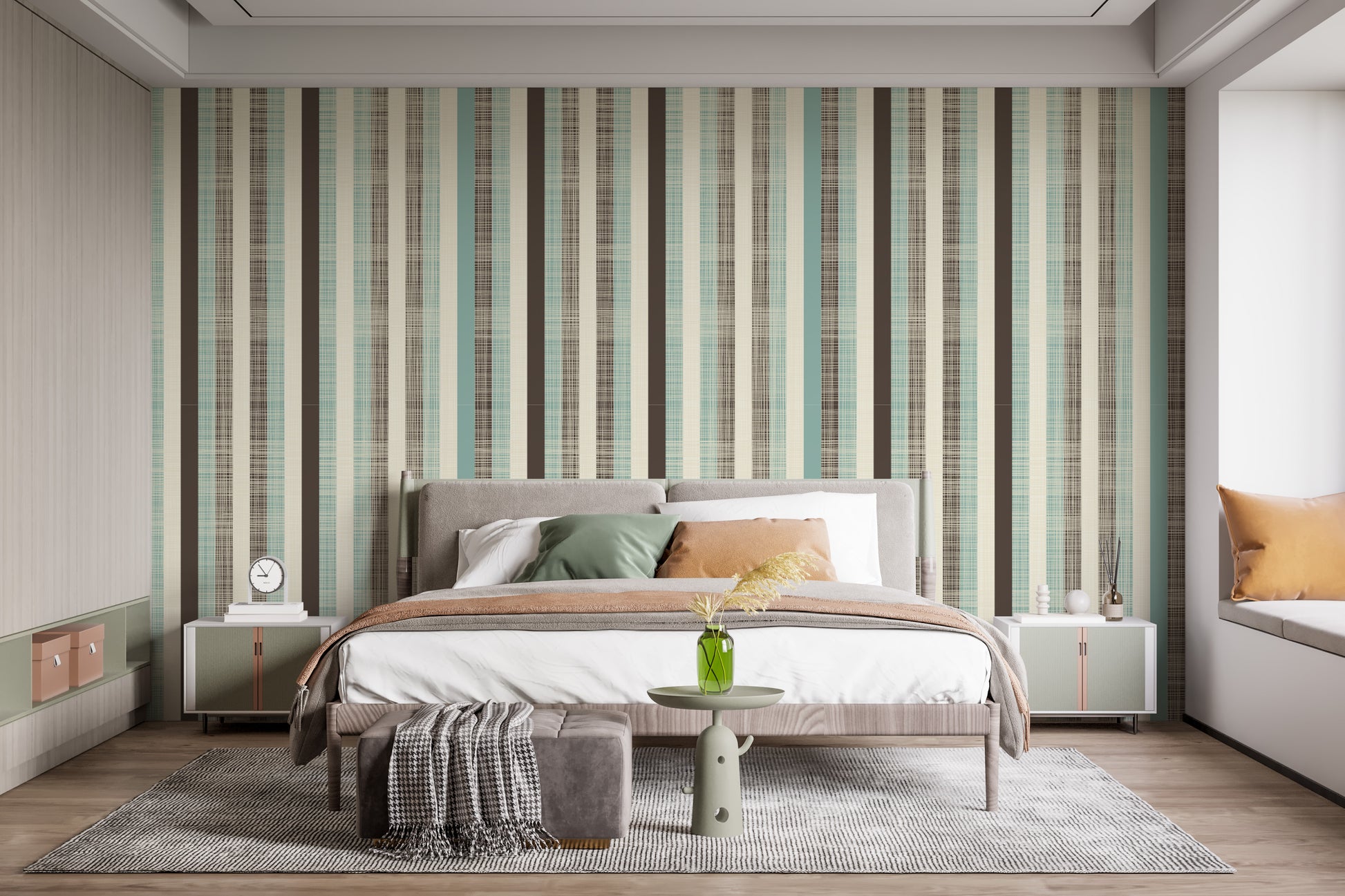 Retro pastel striped wallpaper mural
